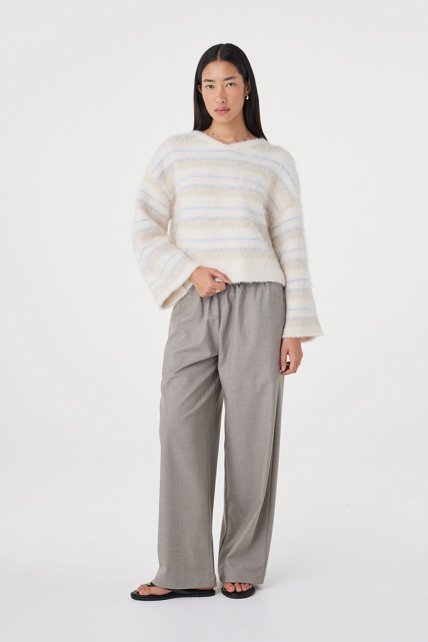 Arcaa Movement | Lucca Sweater - Taupe/Blue Stripe