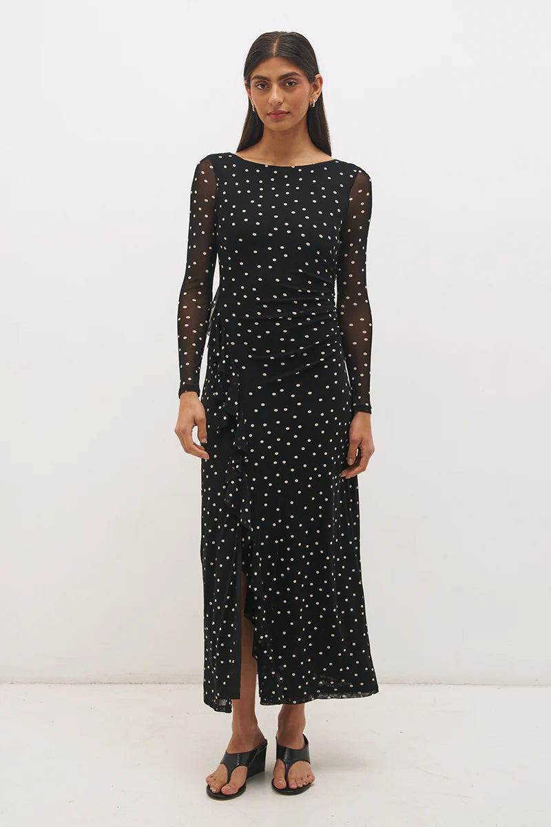 Mon Renn | Vesper Spot Long Sleeve Dress