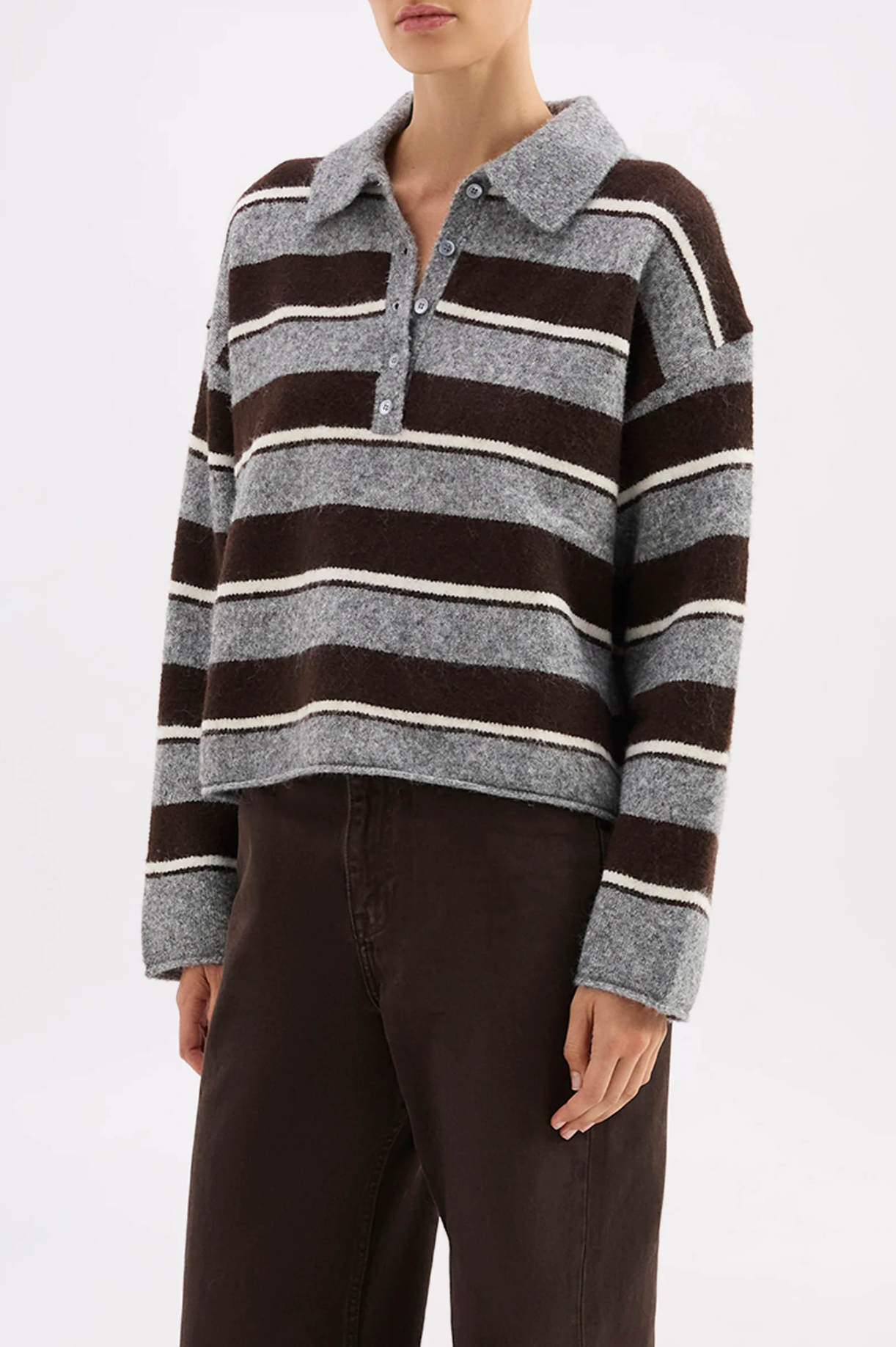 Nude Lucy | Maia Rugby Knit - Charcoal Stripe