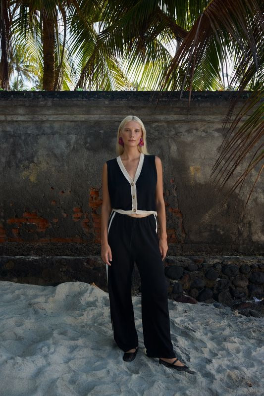Summi Summi | Knit Pants - Black/Cream Stripe