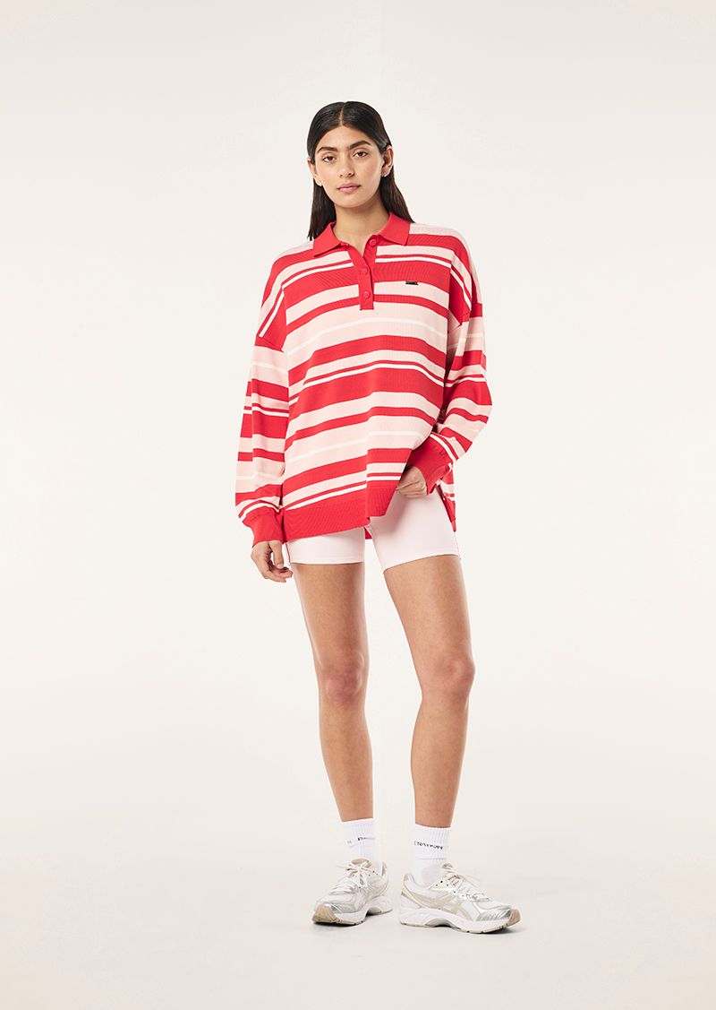 PE Nation | Strata Rugby Knit - Strawberry Stripe