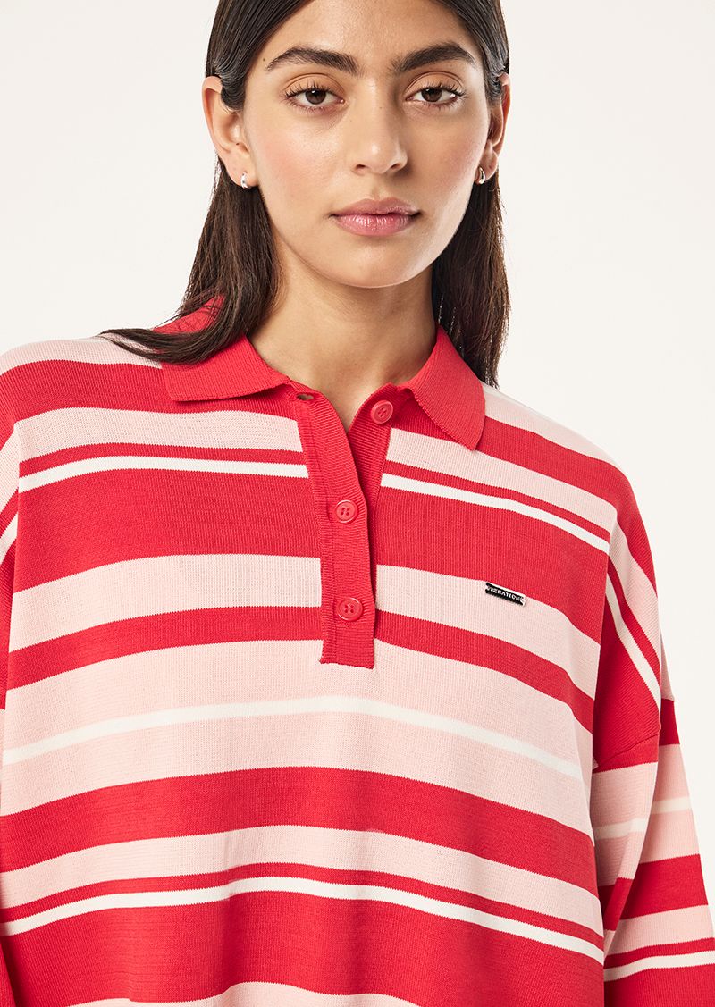 PE Nation | Strata Rugby Knit - Strawberry Stripe