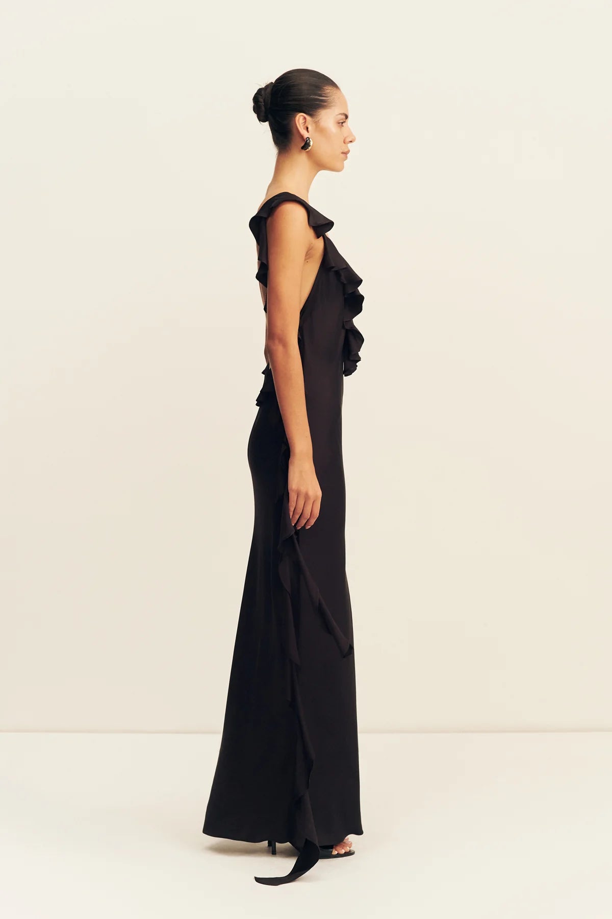 Shona Joy | Agnes Ruffle Slip Bias Maxi Dress - Black