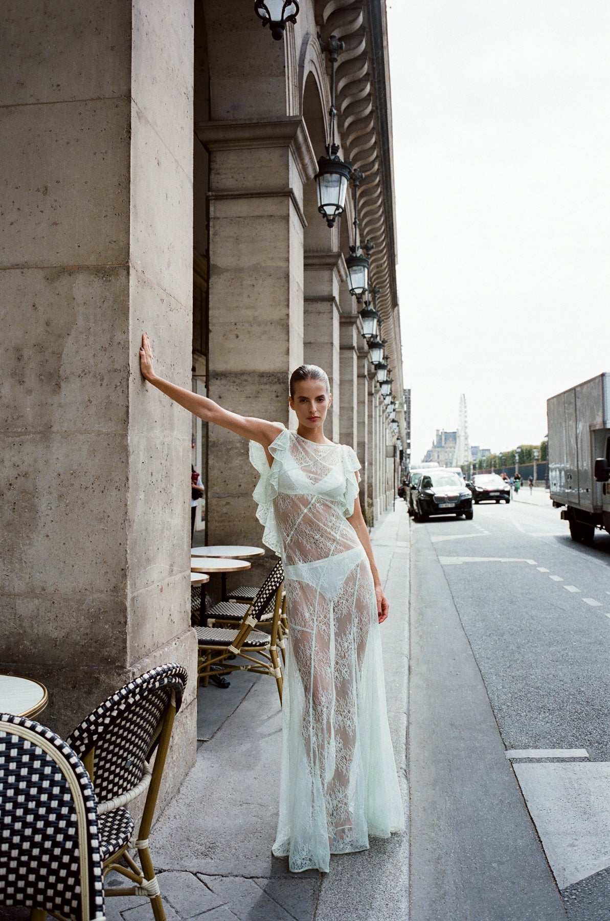 Shona Joy | Labyrinth Sheer Lace Maxi Dress - Canary Green