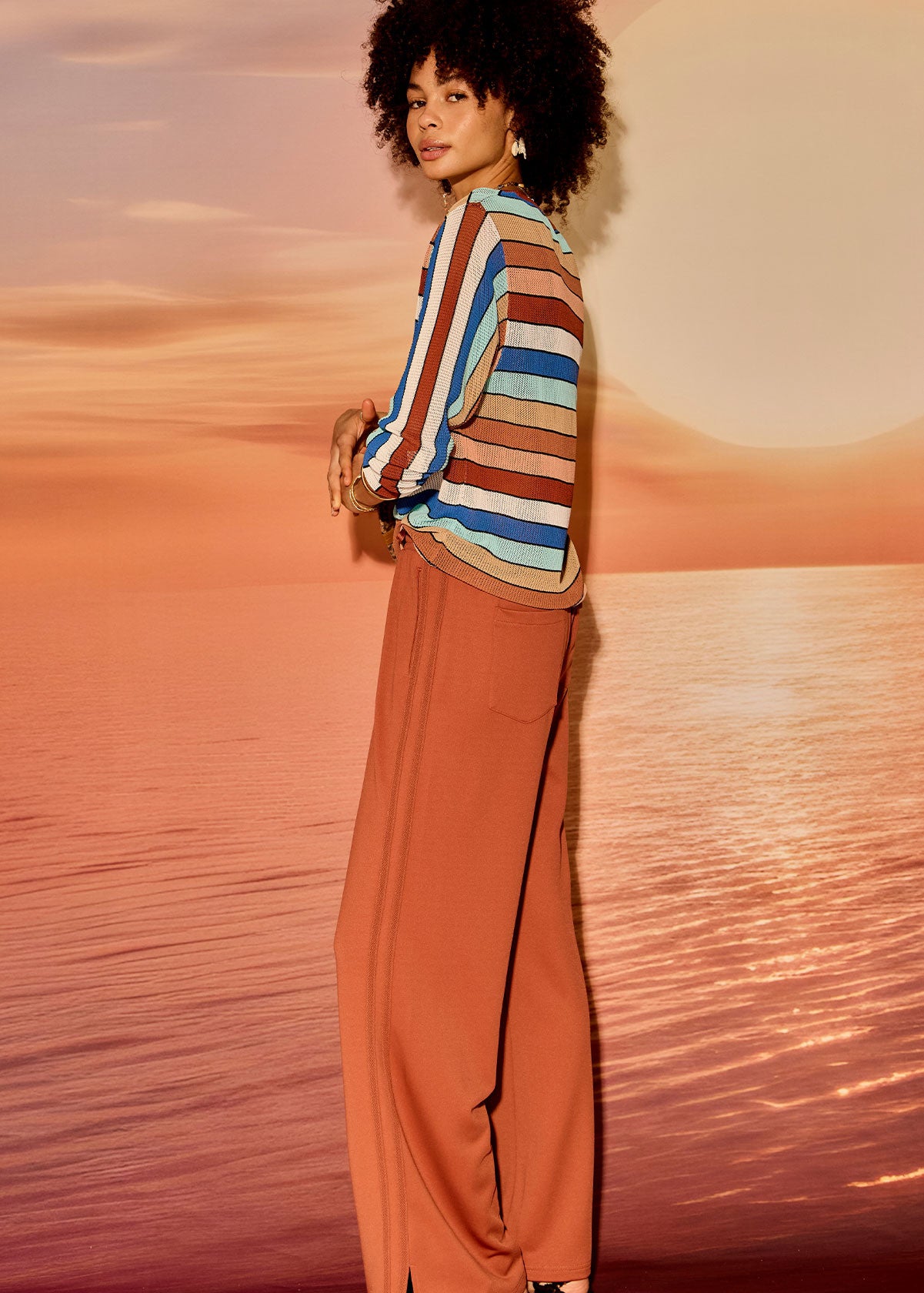 The Upside | Iza Milla Long Sleeve Knit Top - Stripe