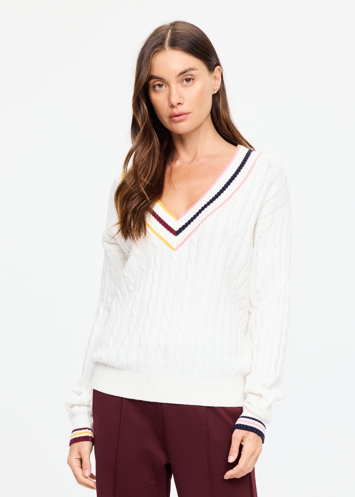 The Upside | Josette V Neck Knit Sweater - Cream