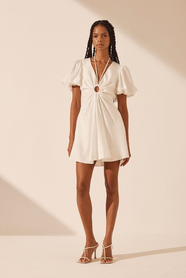 Shona Joy | Blanc Ruched Keyhole Mini Dress