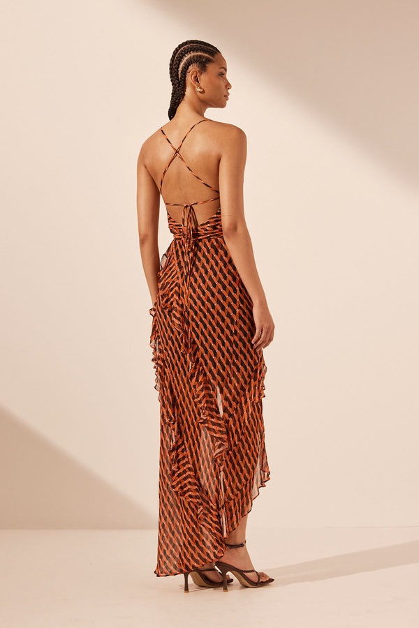 Shona Joy | Martina Cowl Neck Asymmetrical Maxi Dress