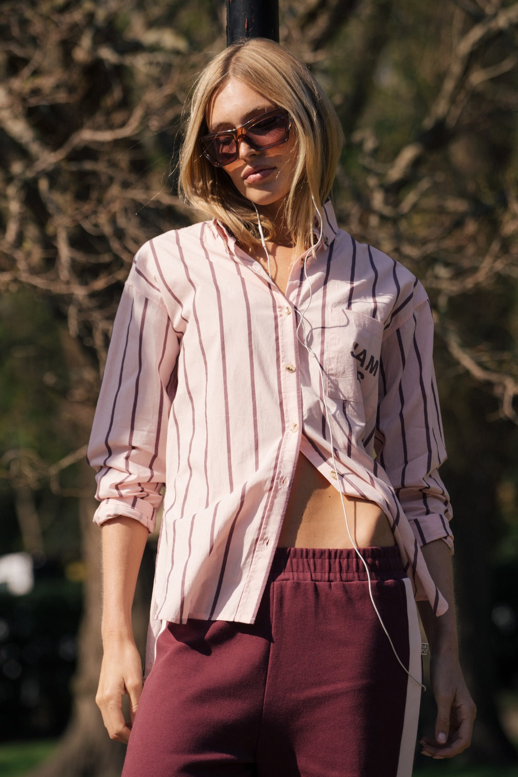 Araminta James | Alpine Cotton Stripe Shirt Light Blush