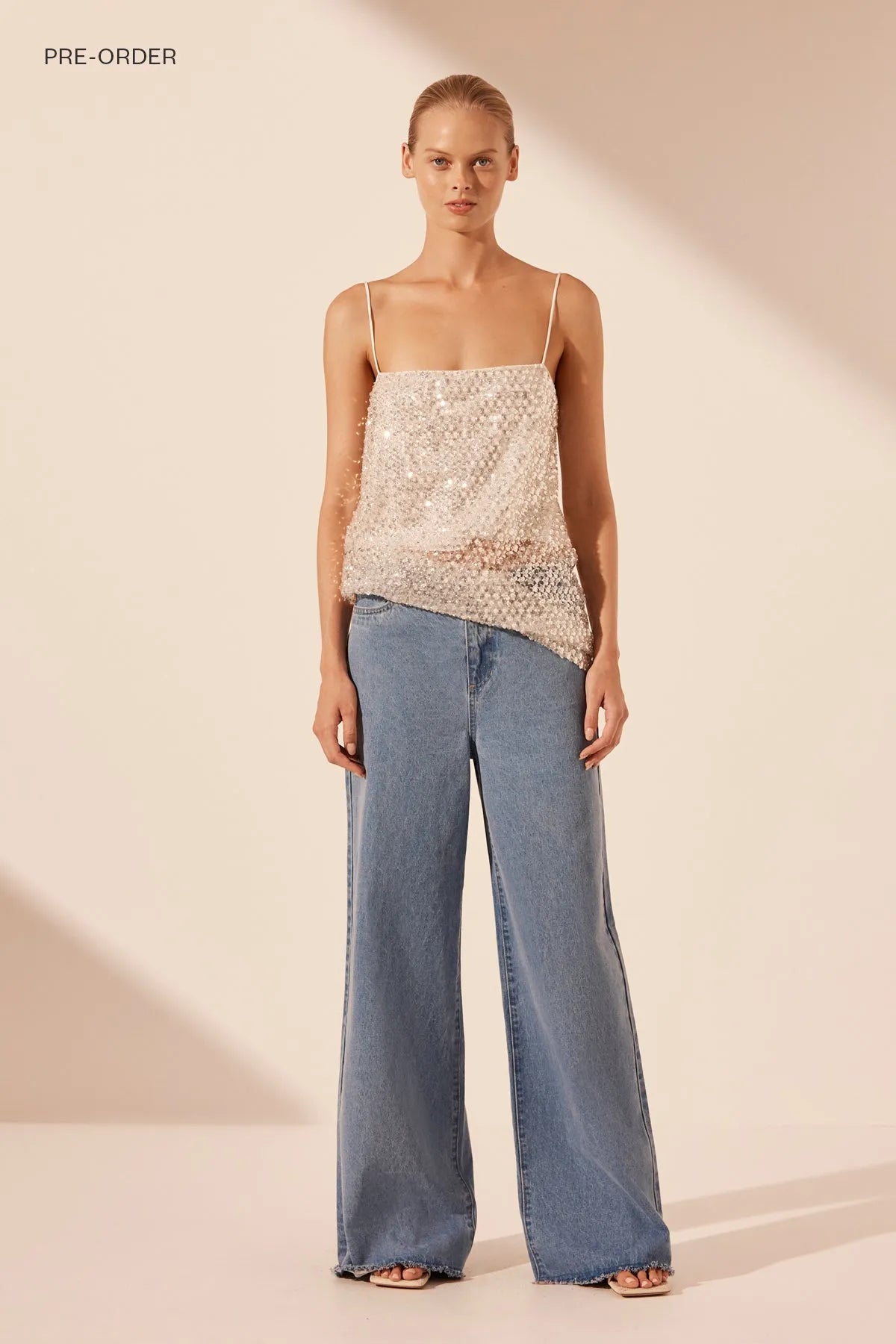 Shona Joy | Stella Wide Leg Jean - Mid Blue