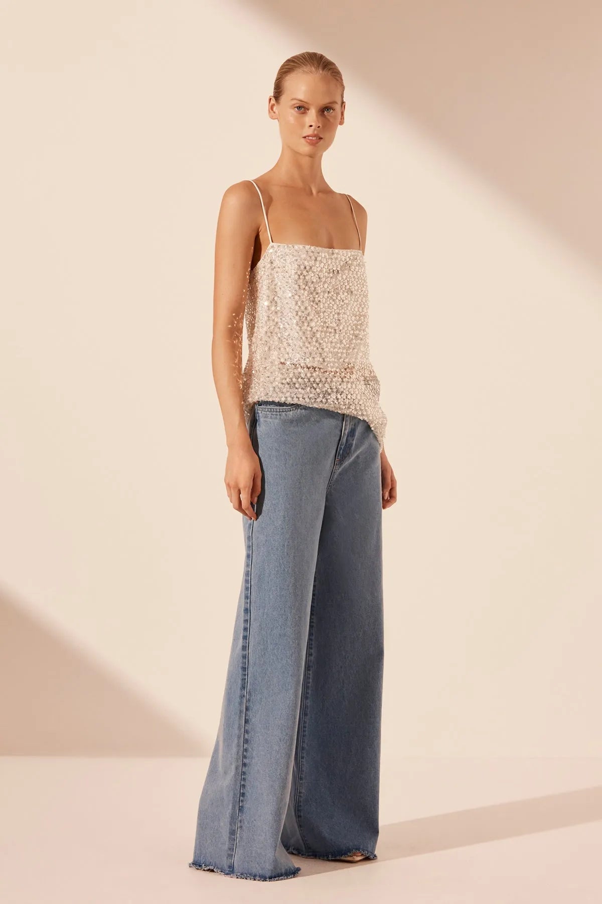 Shona Joy | Stella Wide Leg Jean - Mid Blue