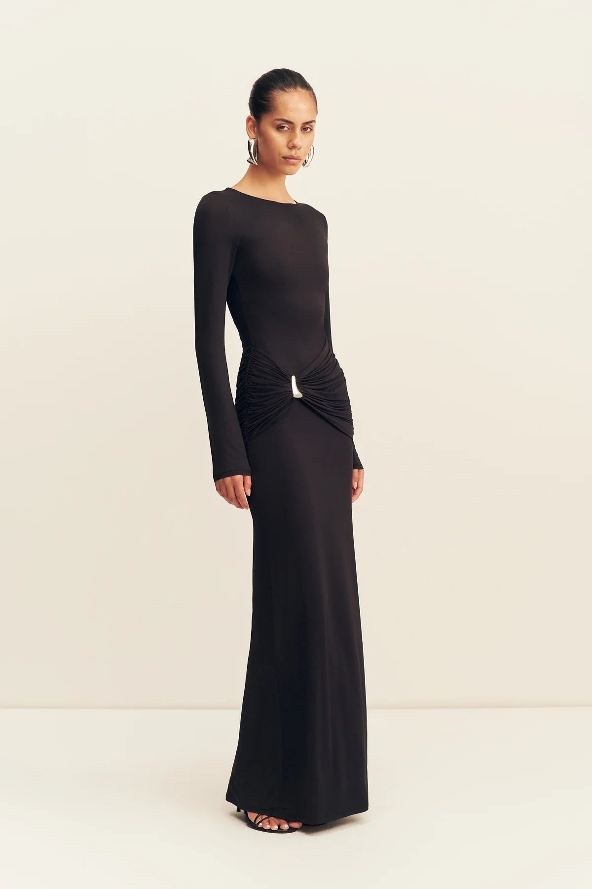 Shona Joy | Miro Slinky Jersey Gathered Maxi Dress - Black
