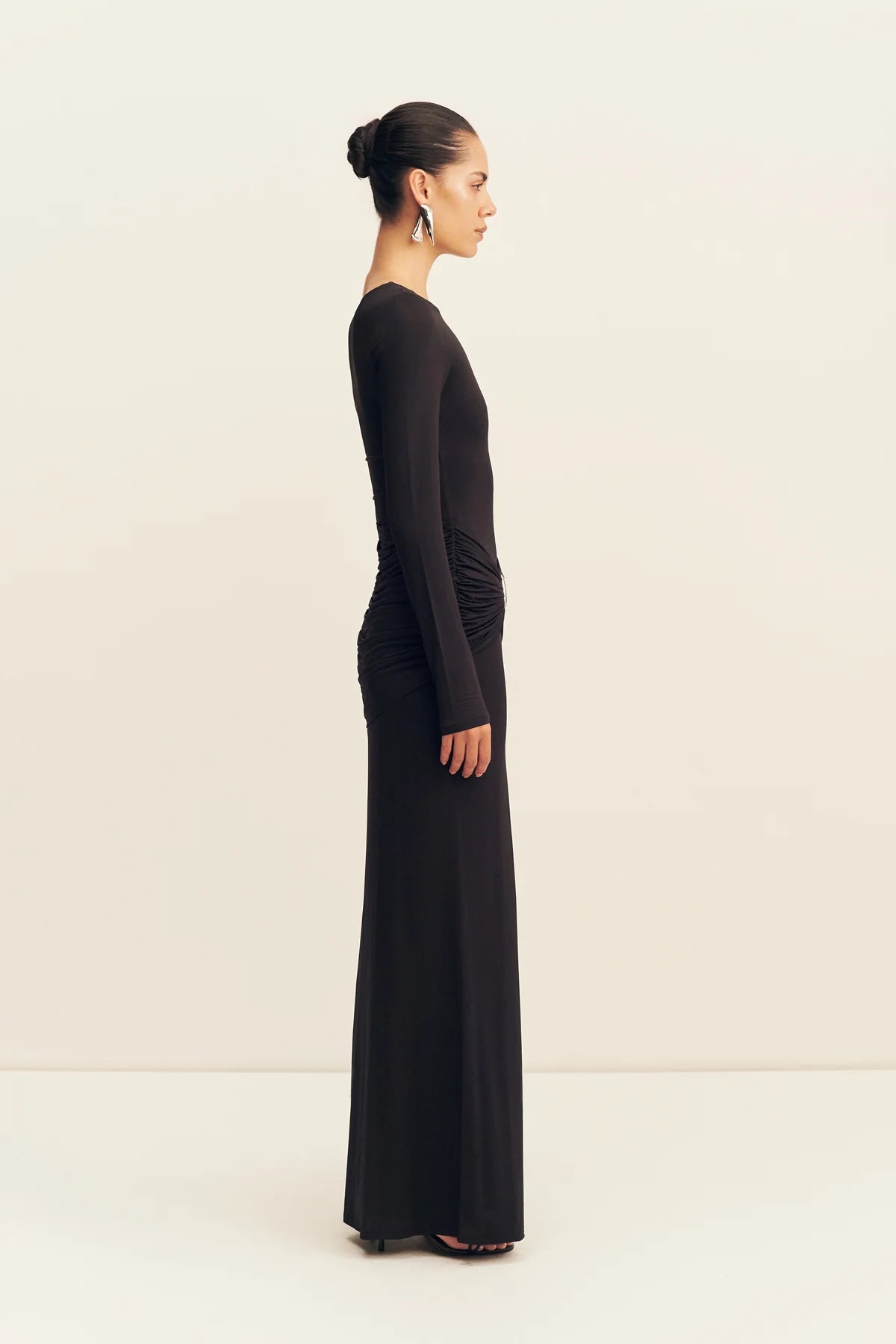 Shona Joy | Miro Slinky Jersey Gathered Maxi Dress - Black