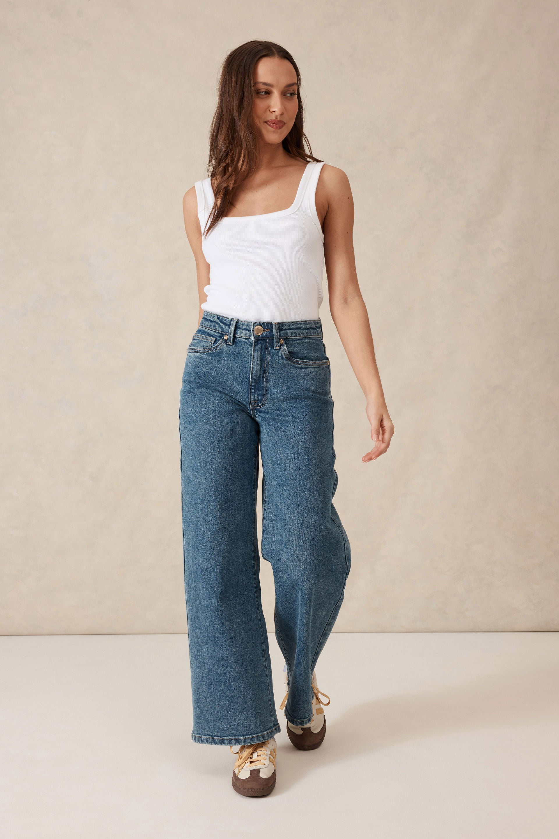 Ceres Life | Zaeli Contour Rib Square Neck Tank - White