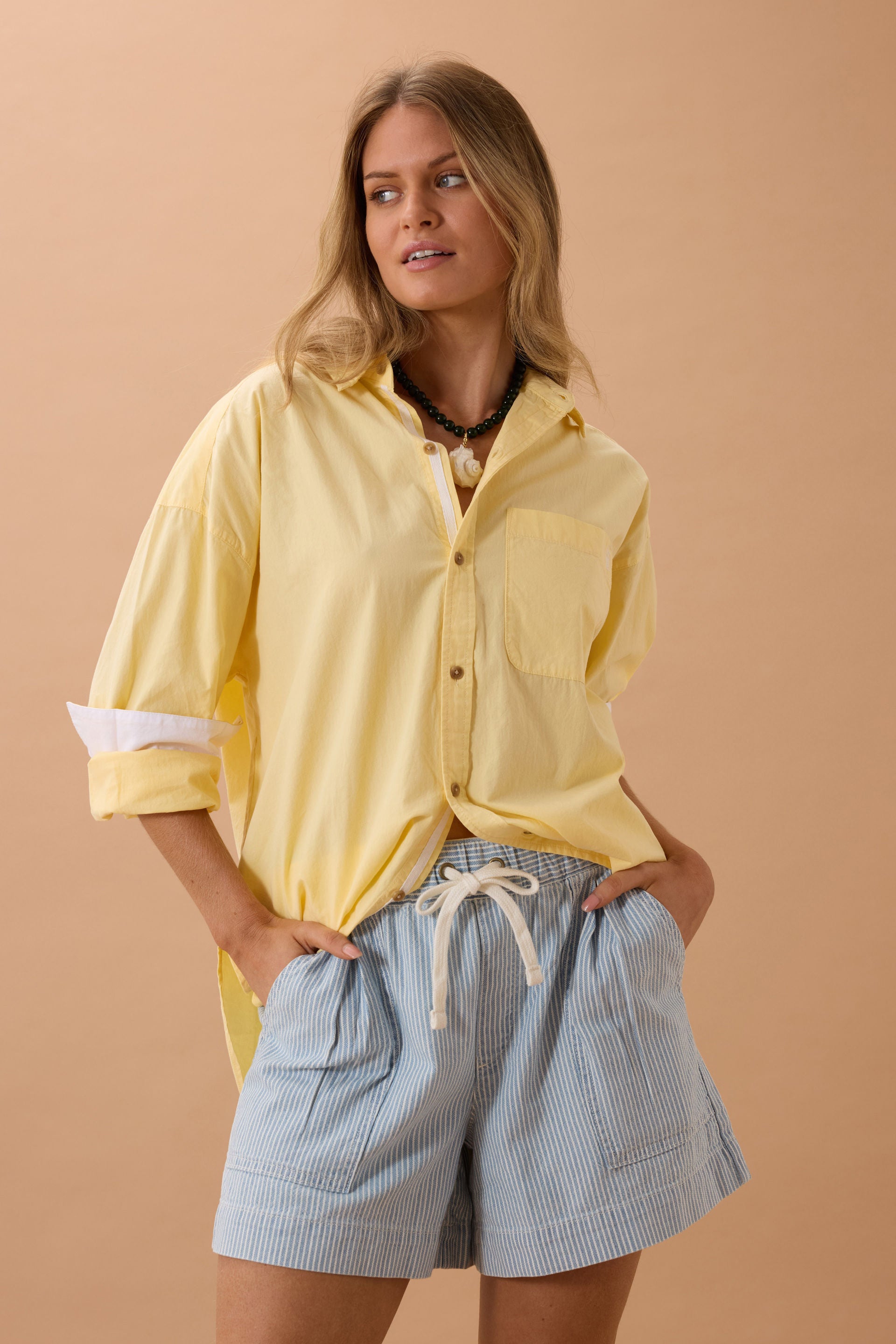 Ceres Life | Darcy Relaxed Everyday Short - Indigo/White Stripe