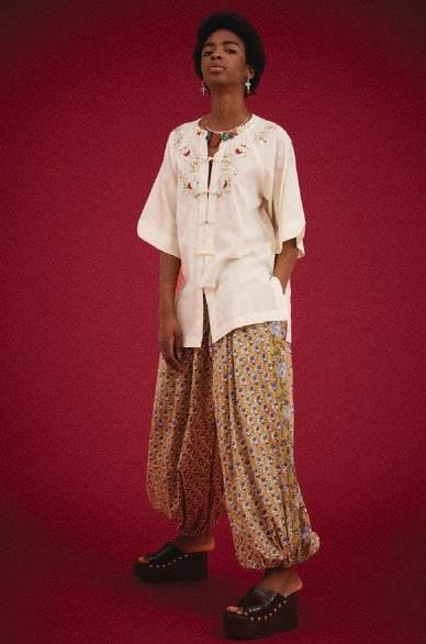 Kinga Csilla | Reka Embroidered Berry Shirt