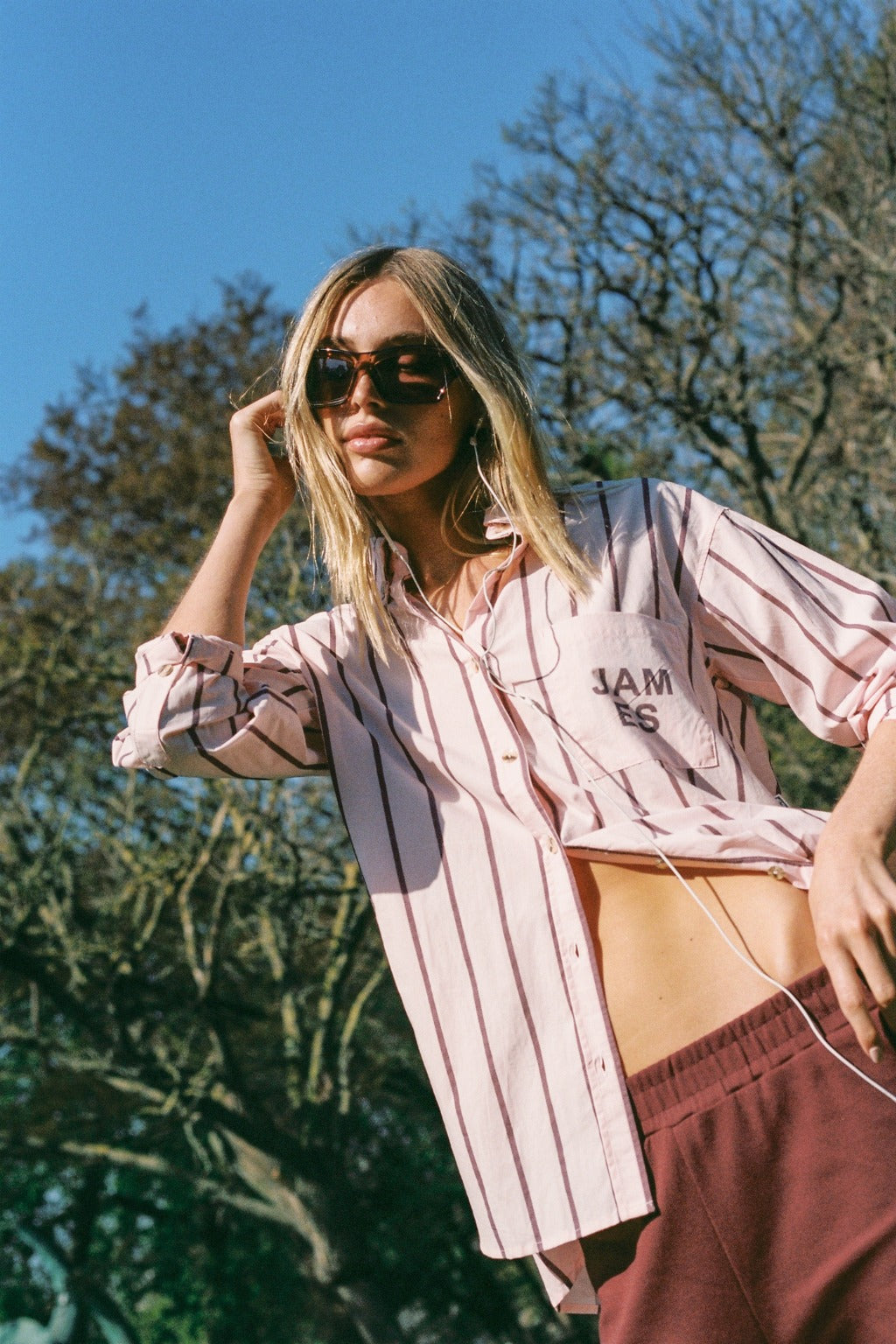 Araminta James | Alpine Cotton Stripe Shirt Light Blush