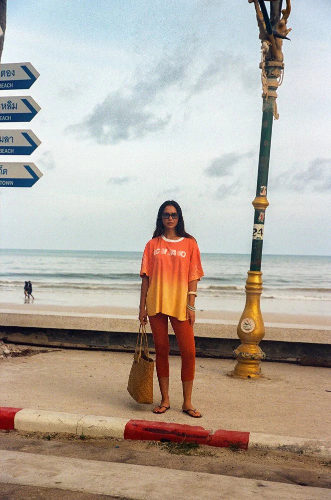 Ciao Ciao Vacation | Dip Dye Flame Core Tee - Yellow Orange