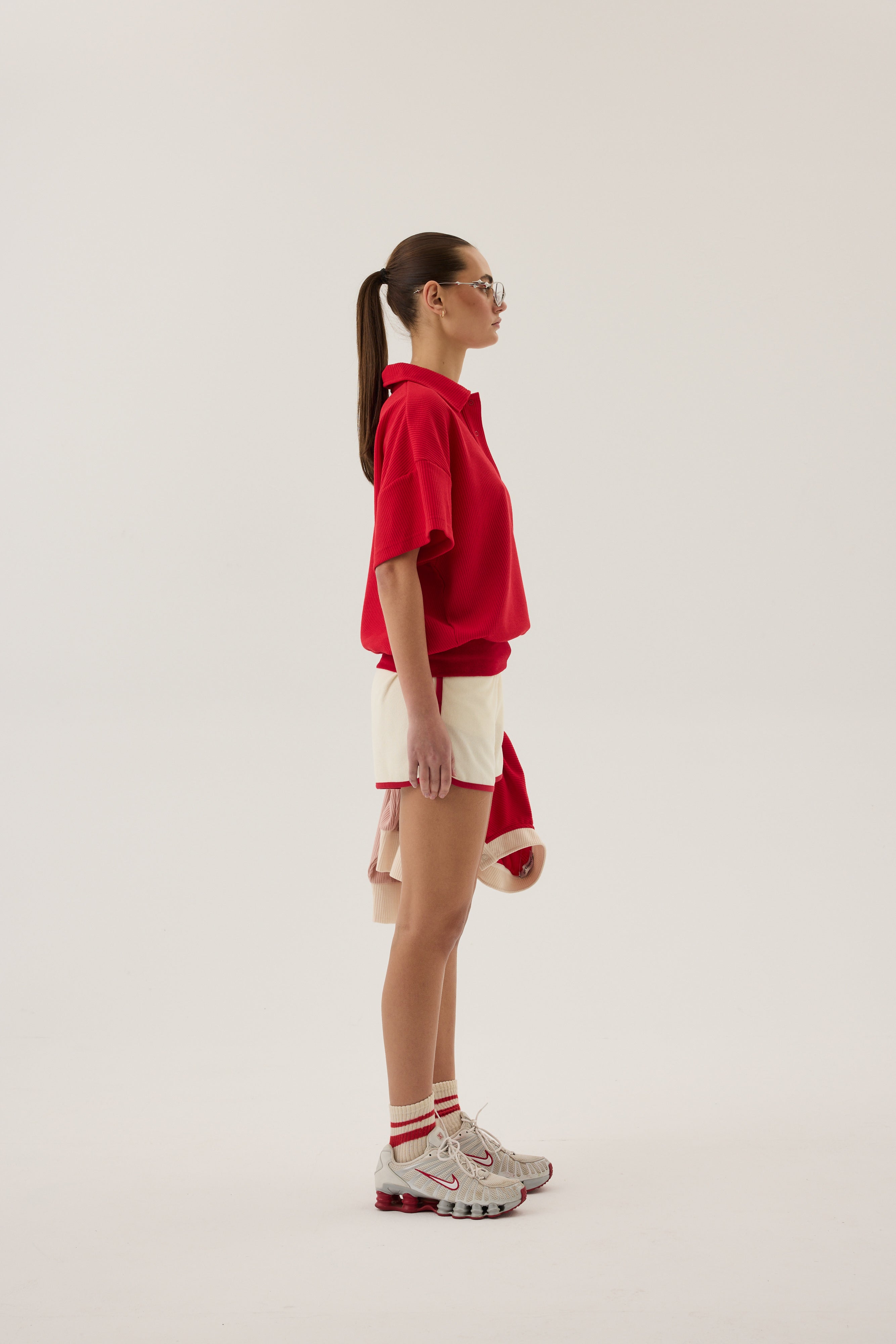Araminta James | AJ Waffle Short Sleeve Sweatshirt Poppy Red