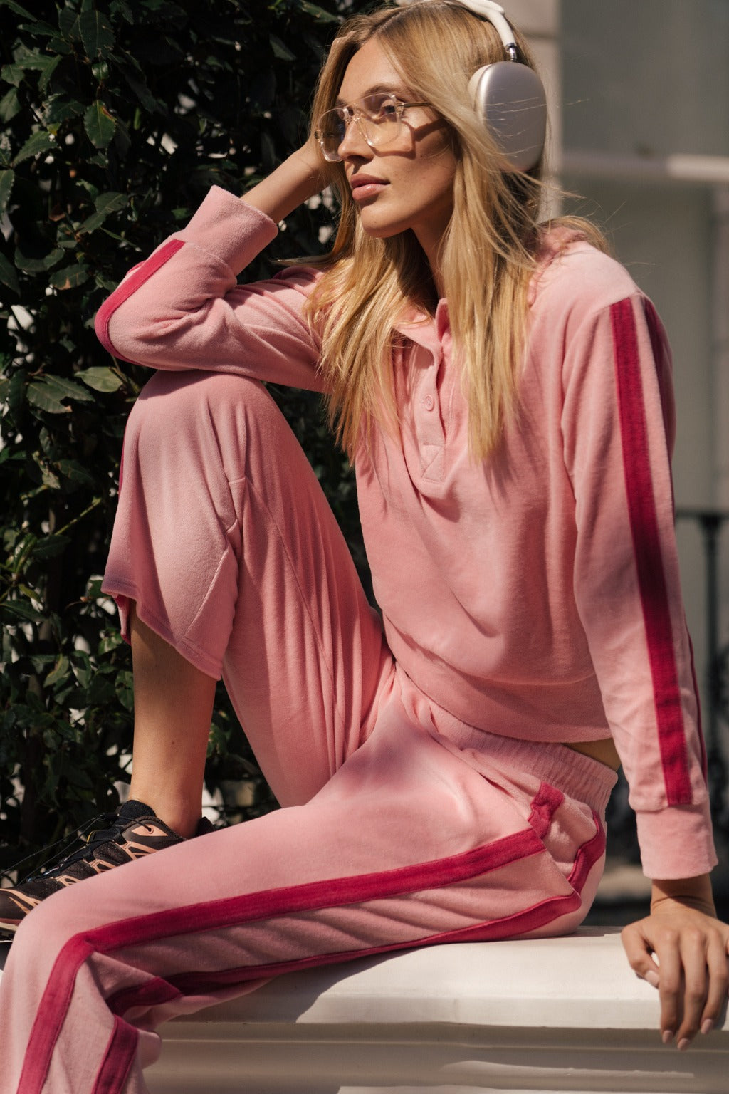 Araminta James | Mara Velour Sweater Blush