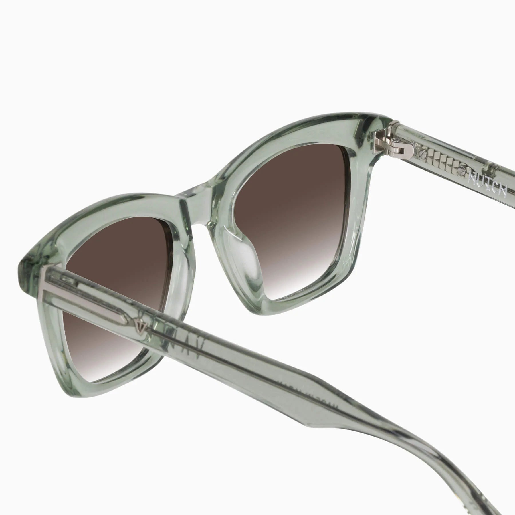 Valley | Hutch - Transparent Sage w. Matte Silver Metal / Brown Gradient lens