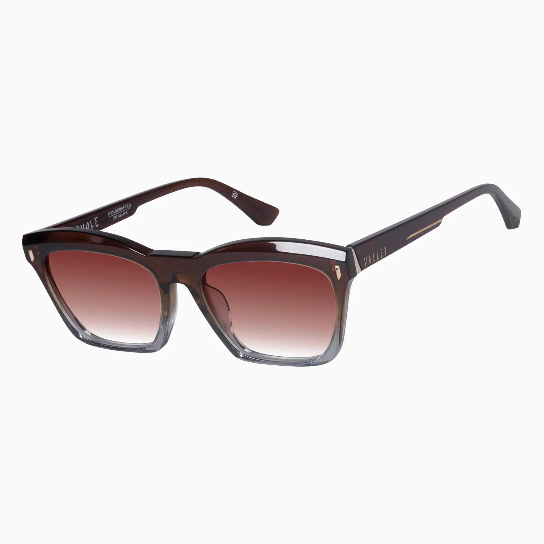 Valley | Royale - Transparent Chocolate Fade to Crystal w. Gold Metal / Dark Orange Gradient Lens