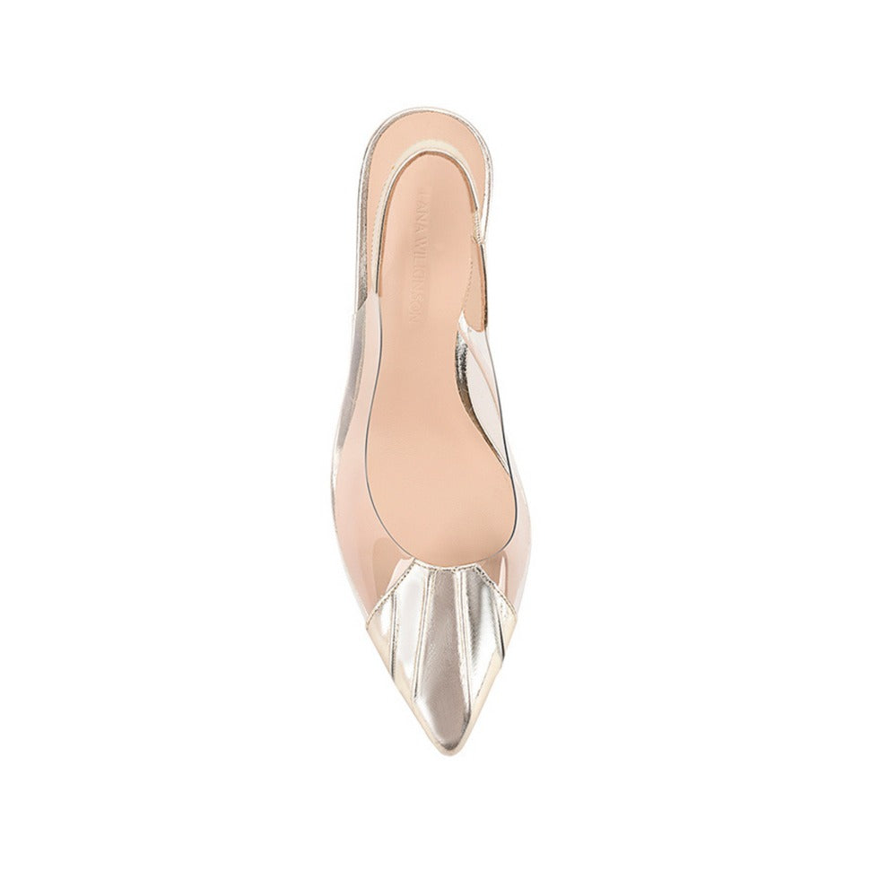 Lana Wilkinson | Remi Pump Vinylite & Gold Metallic Patent Leather