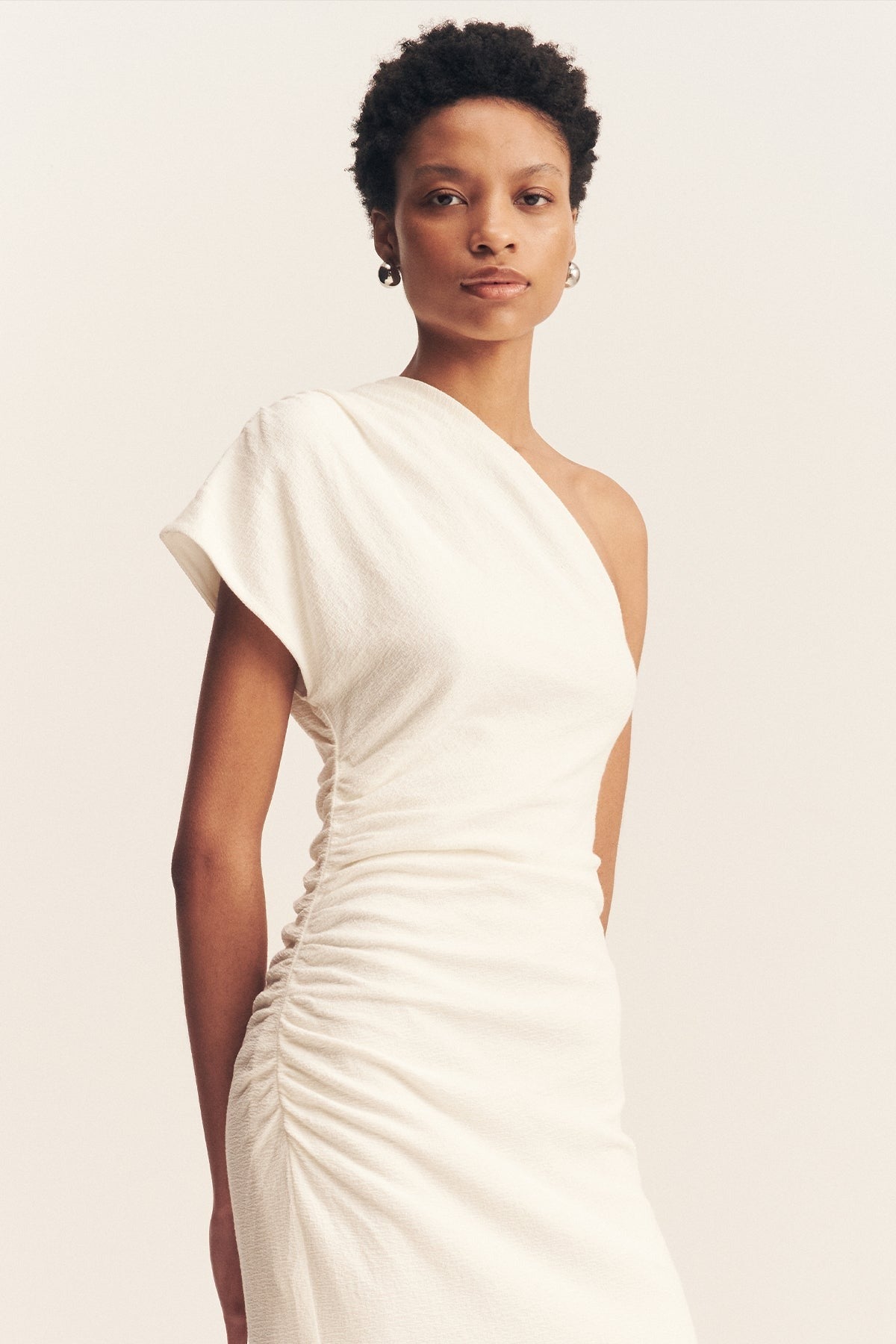 Shona Joy | Beau Asymmetrical Midi Dress - Ivory