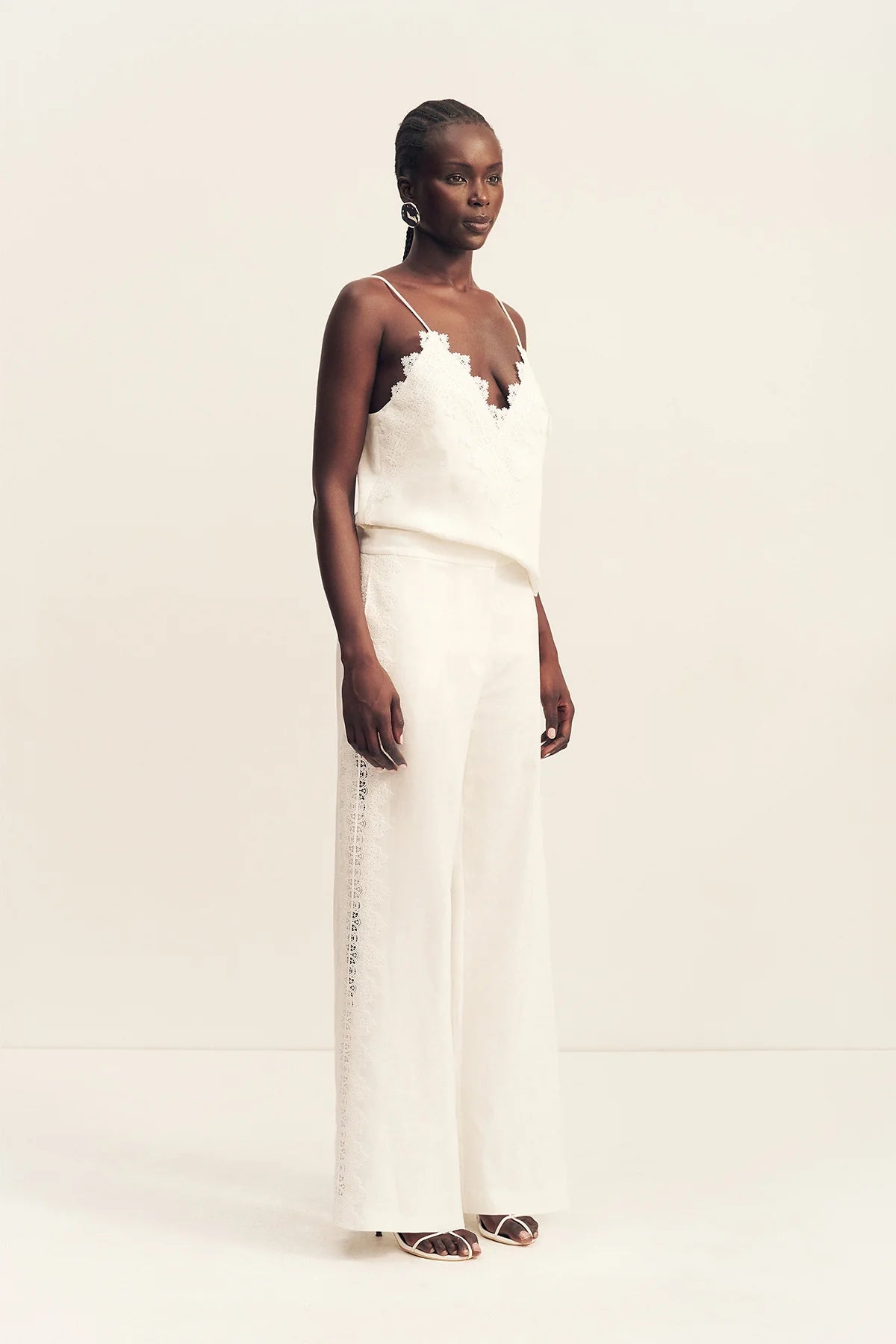 Shona Joy | Toile Lace Wide Leg Pant - Ivory