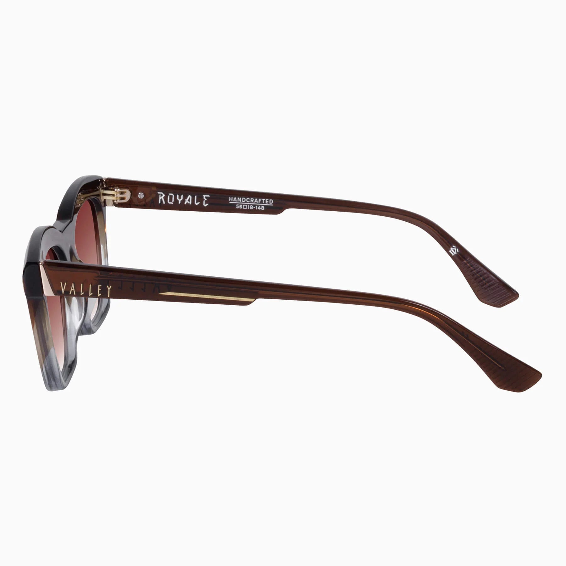 Valley | Royale - Transparent Chocolate Fade to Crystal w. Gold Metal / Dark Orange Gradient Lens