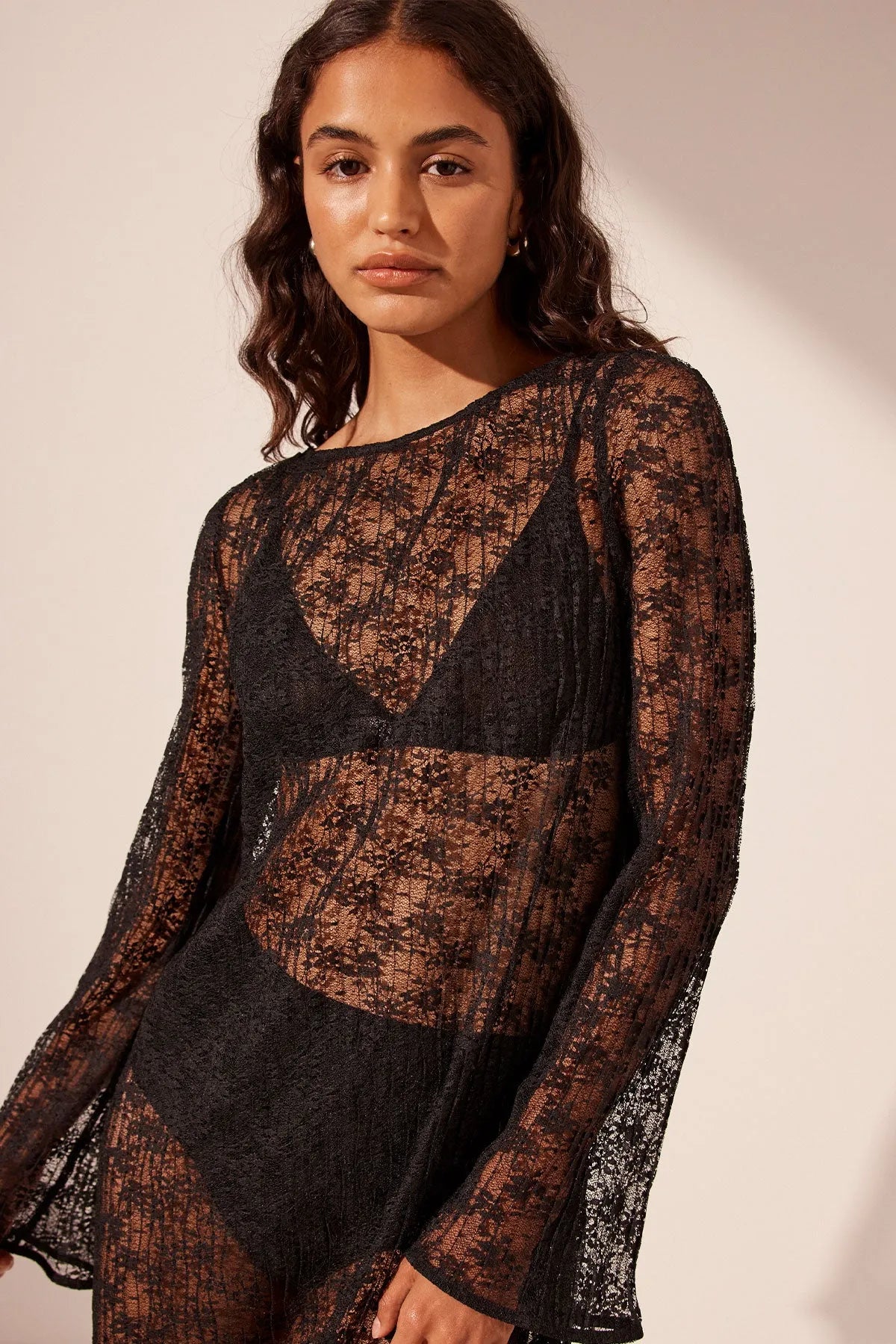 Shona Joy | Sol Lace Long Sleeve Midi Dress