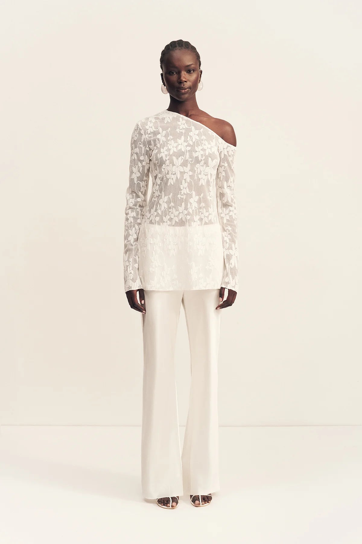 Shona Joy | Binx Asymmetrical Long Sleeve Top - White