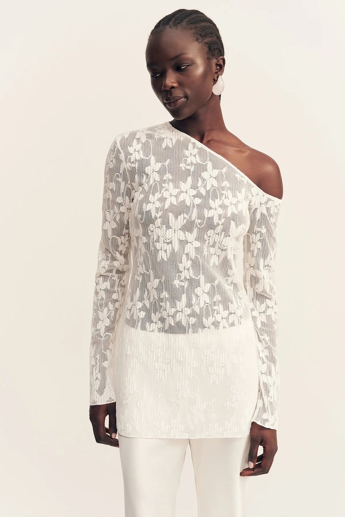 Shona Joy | Binx Asymmetrical Long Sleeve Top - White