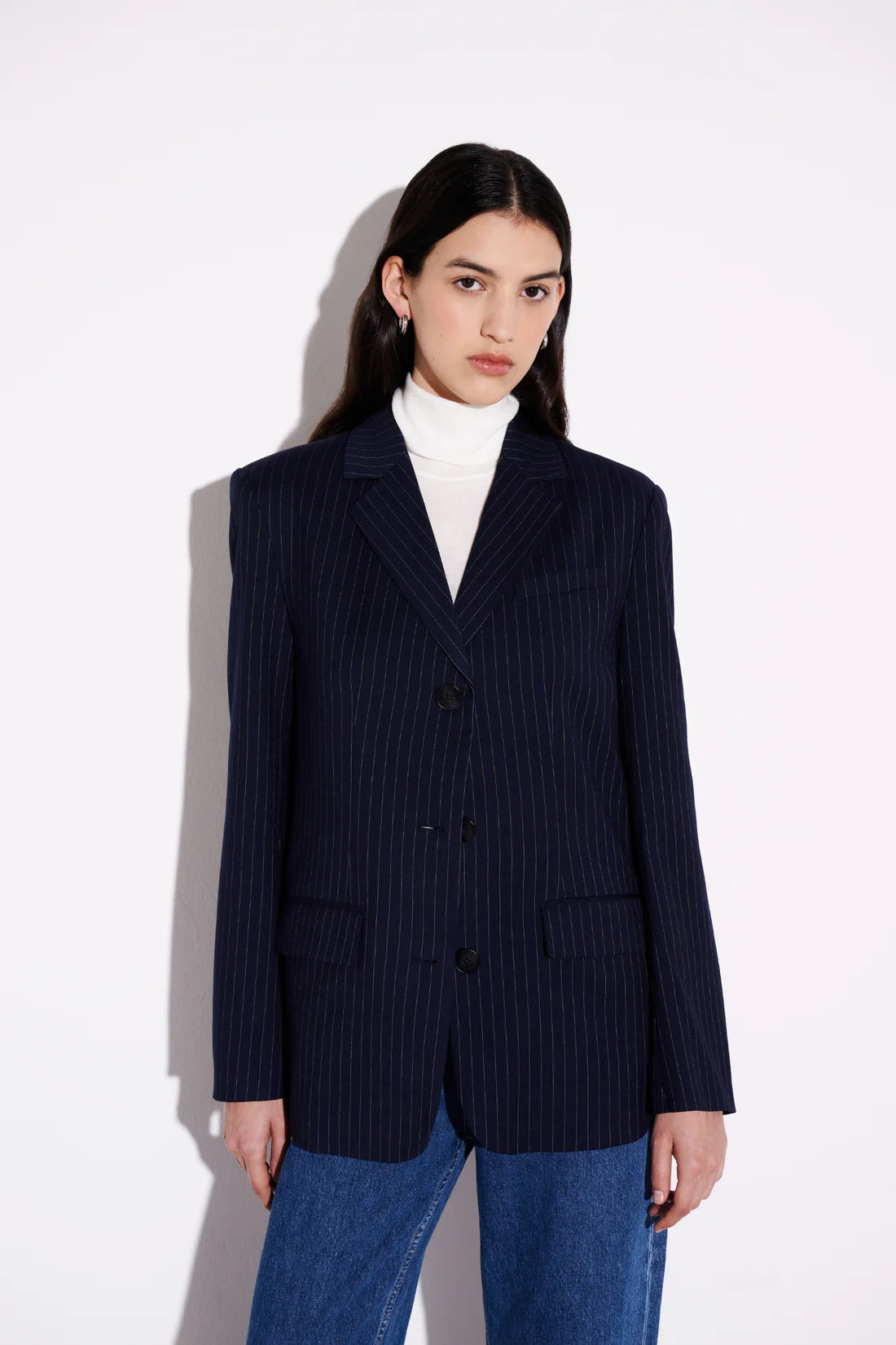 Nude Lucy | Bailey Pinstripe Blazer - Navy Pinstripe