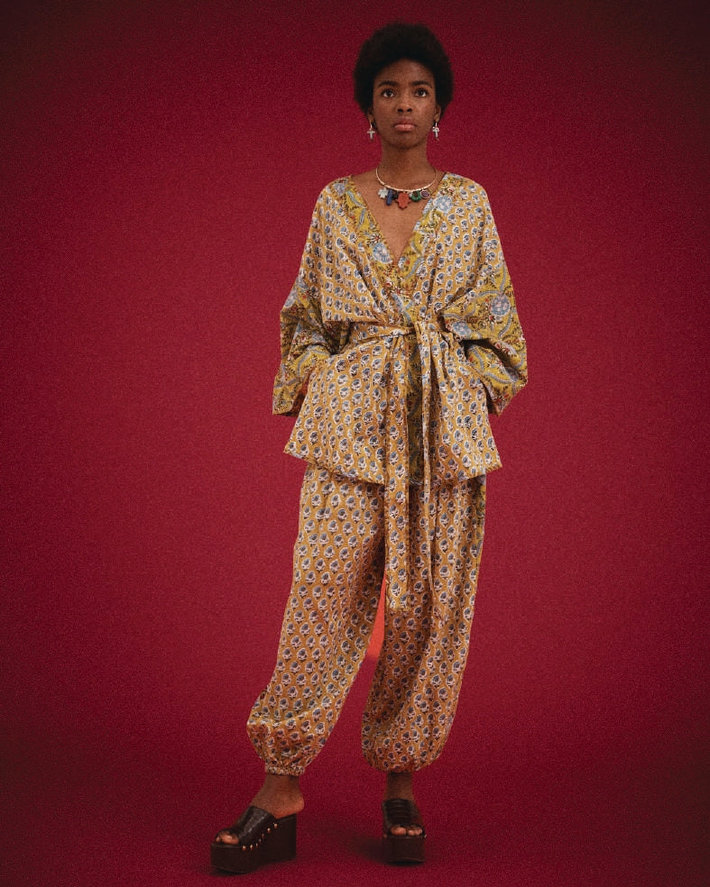 Kinga Csilla | Zoya Block Print Souvenir Kimono