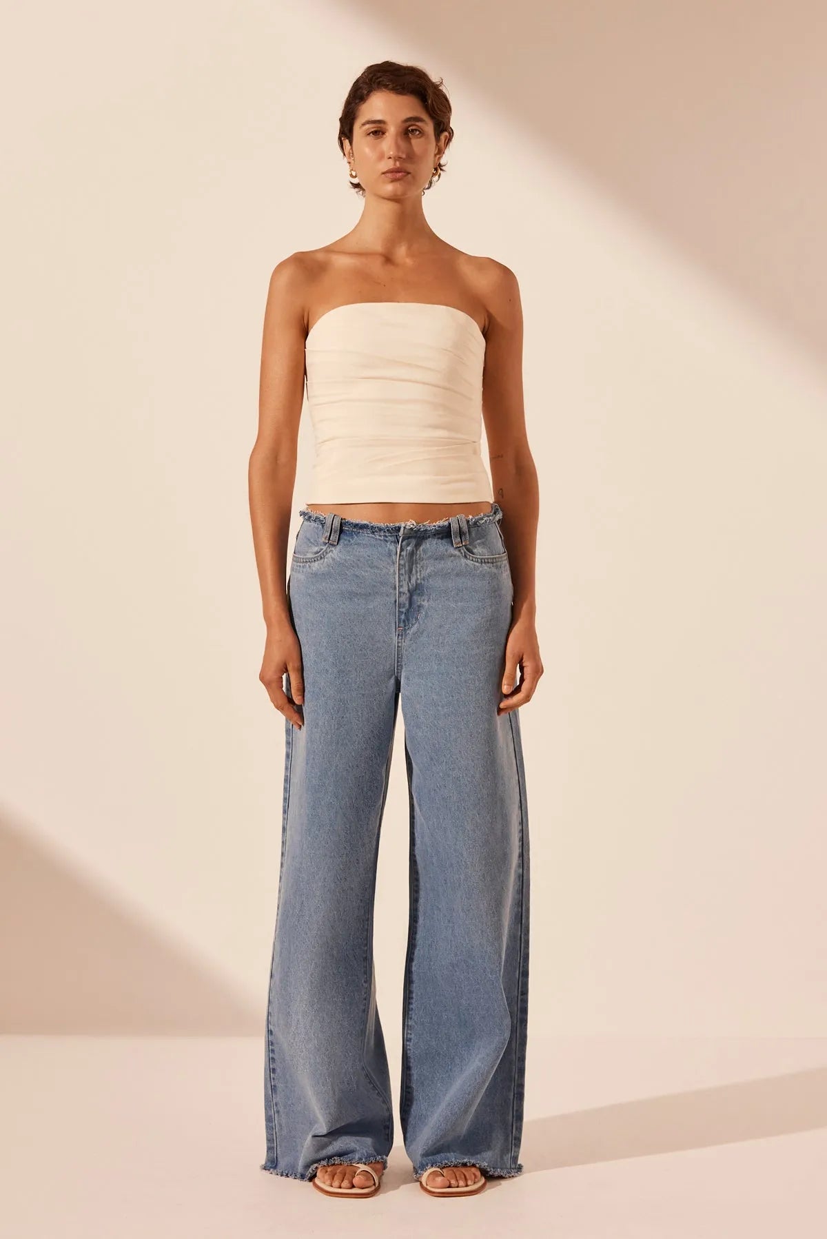 Shona Joy | Stella Wide Leg Jean - Mid Blue