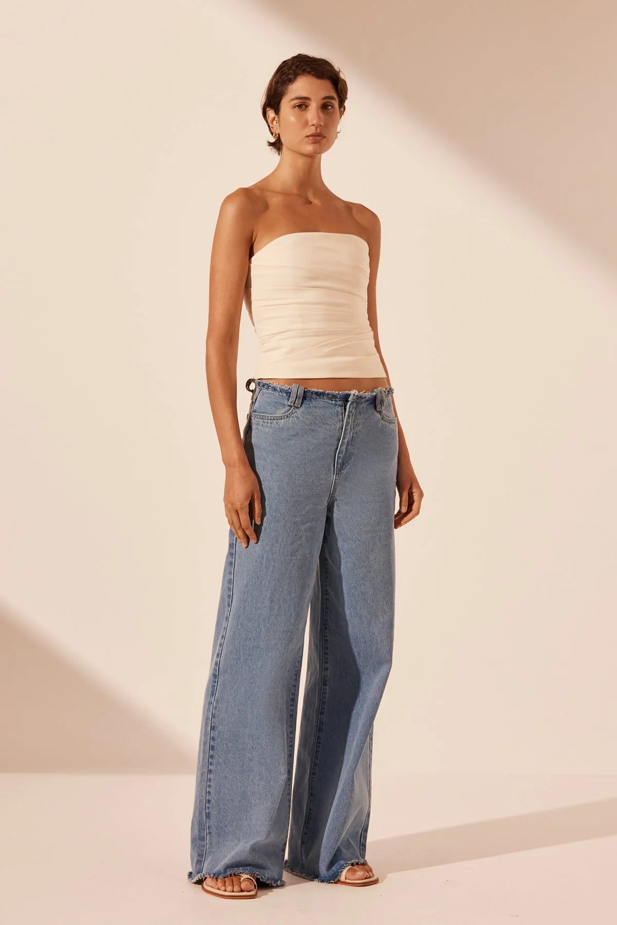 Shona Joy | Stella Wide Leg Jean - Mid Blue