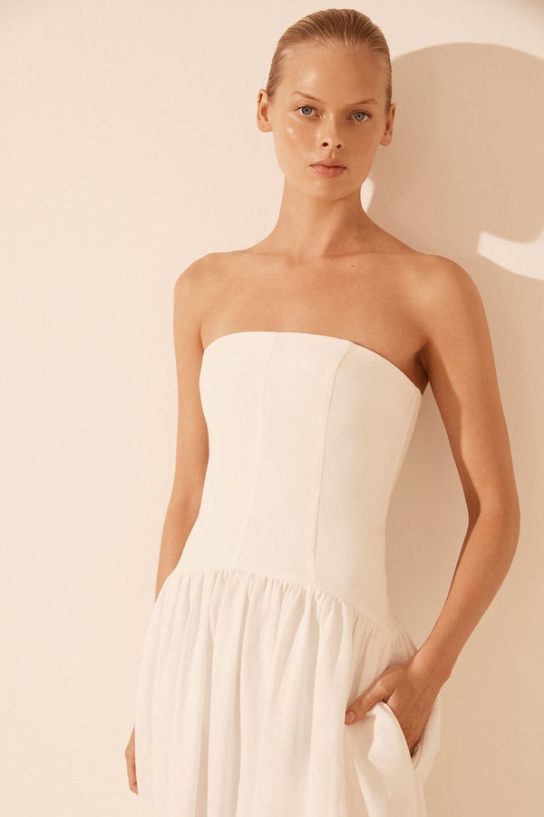 Shona Joy | Blanc Strapless Panelled Maxi Dress