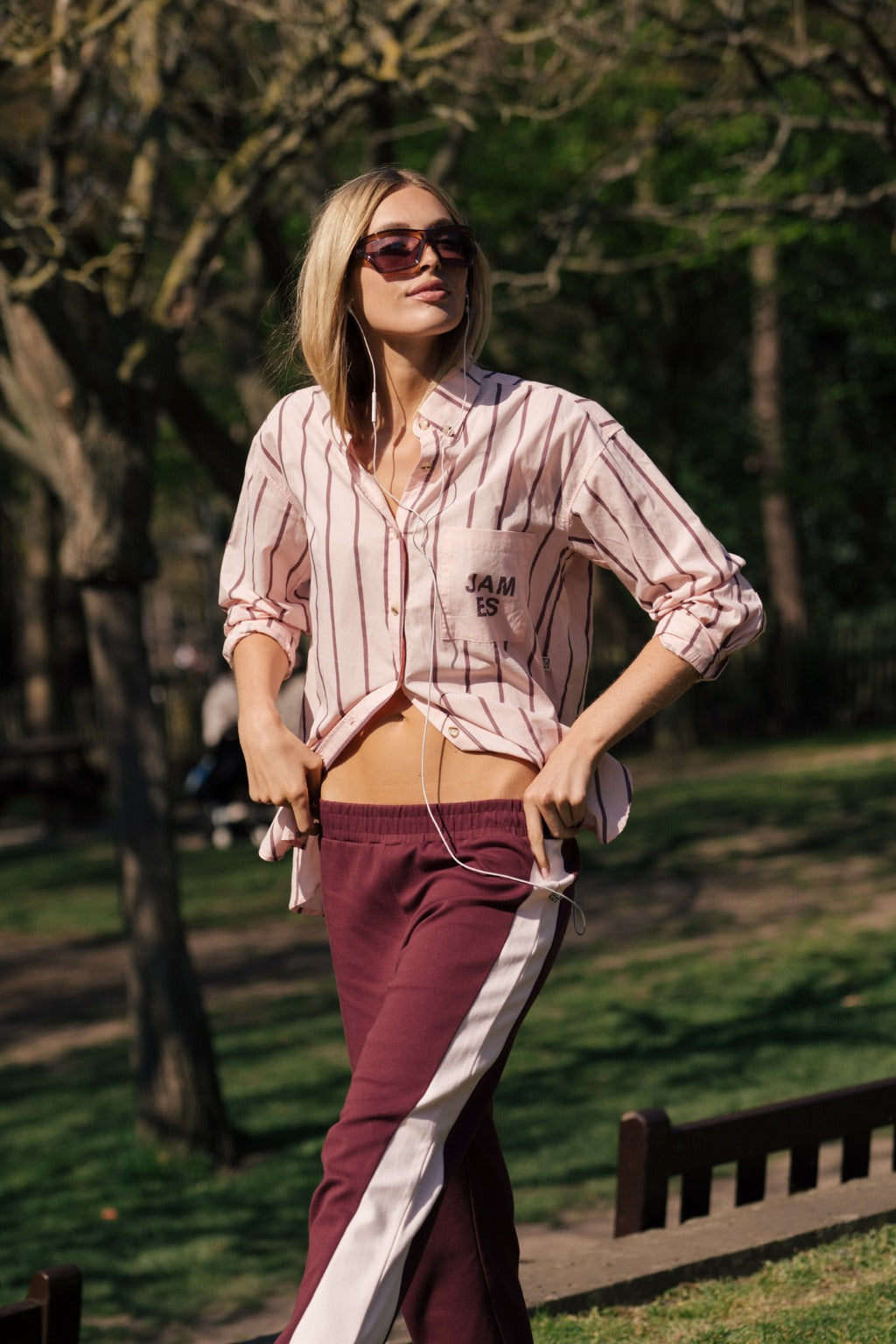 Araminta James | Alpine Cotton Stripe Shirt Light Blush