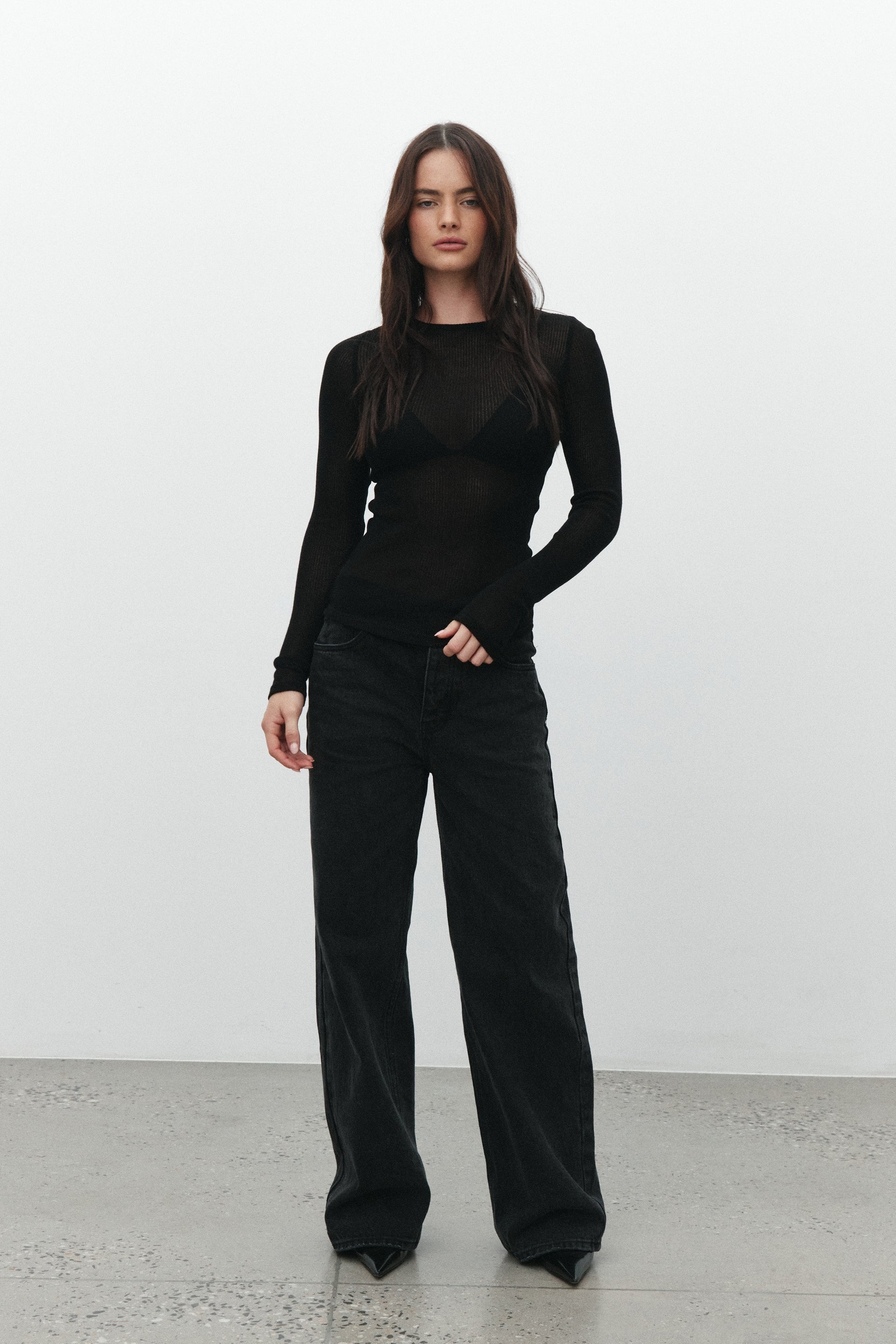 Bayse Brand | Myles Crew Neck Top - Black