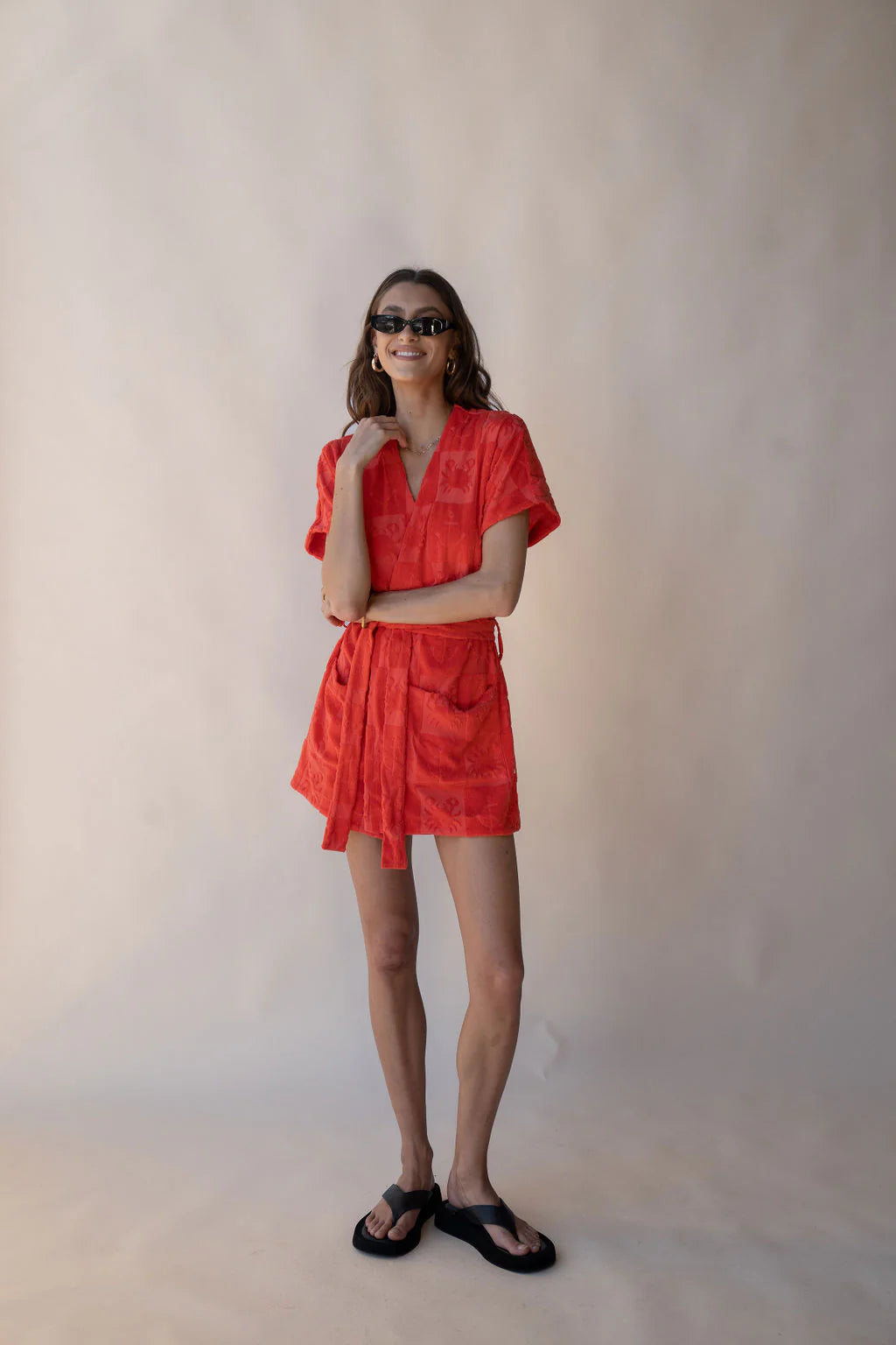 Araminta James | Seaside Terry Kimono Dress Lobster Red