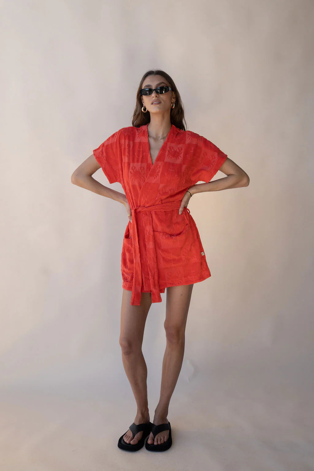 Araminta James | Seaside Terry Kimono Dress Lobster Red