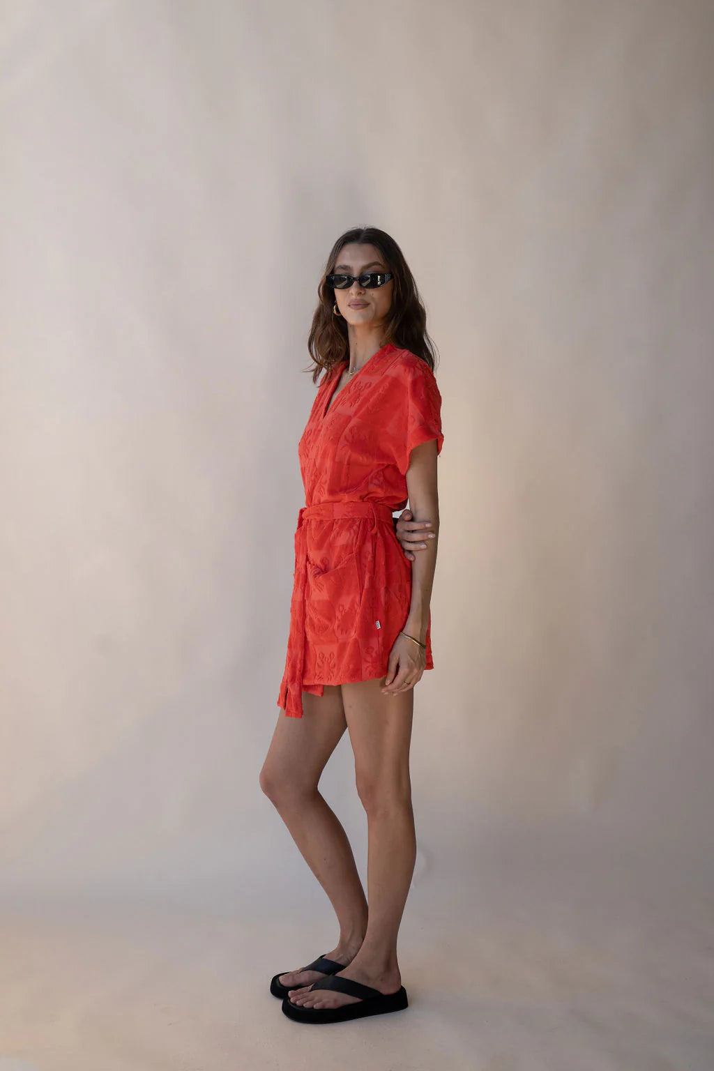 Araminta James | Seaside Terry Kimono Dress Lobster Red