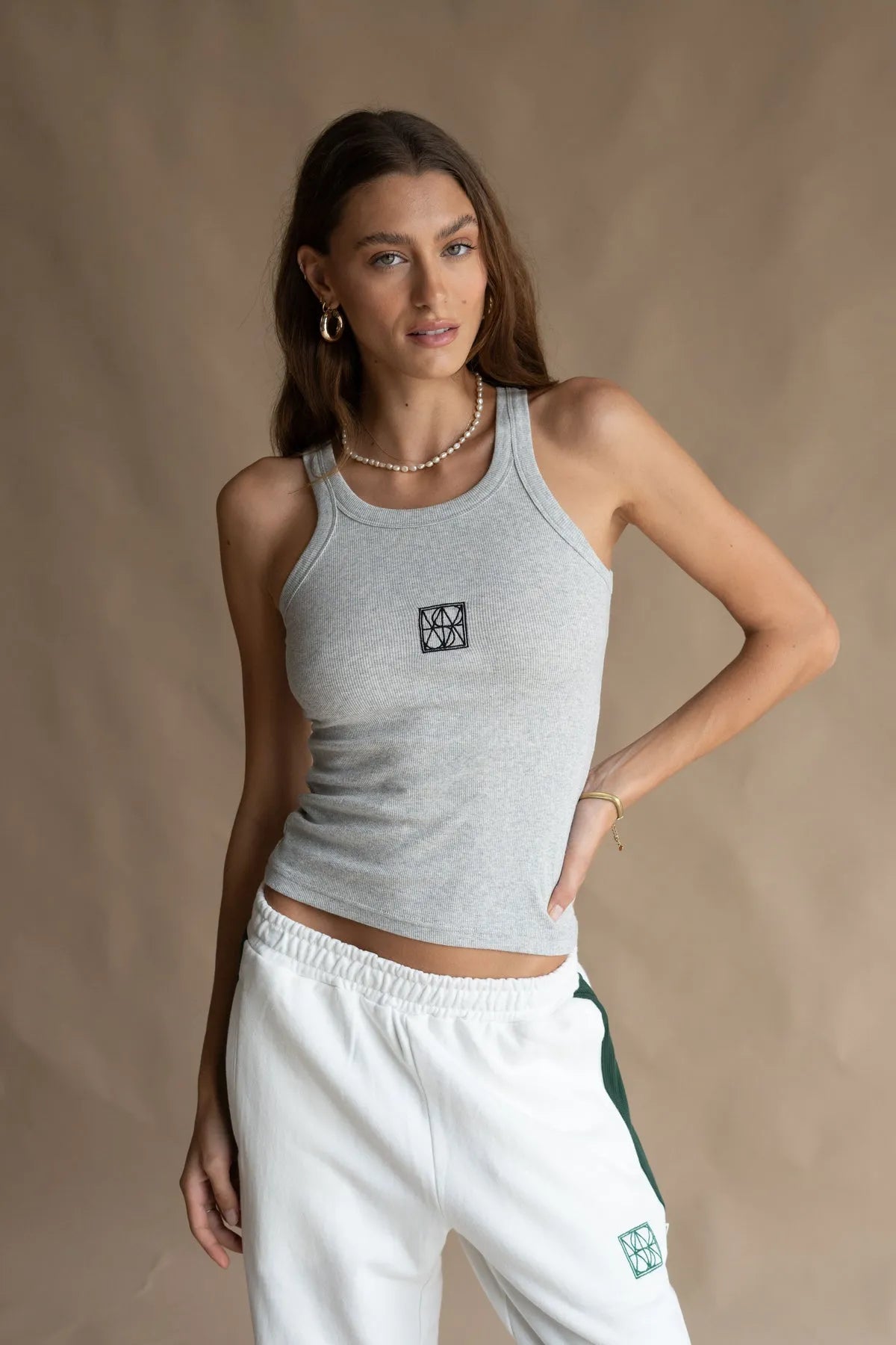 Araminta James | Monogram Tank Grey Marle