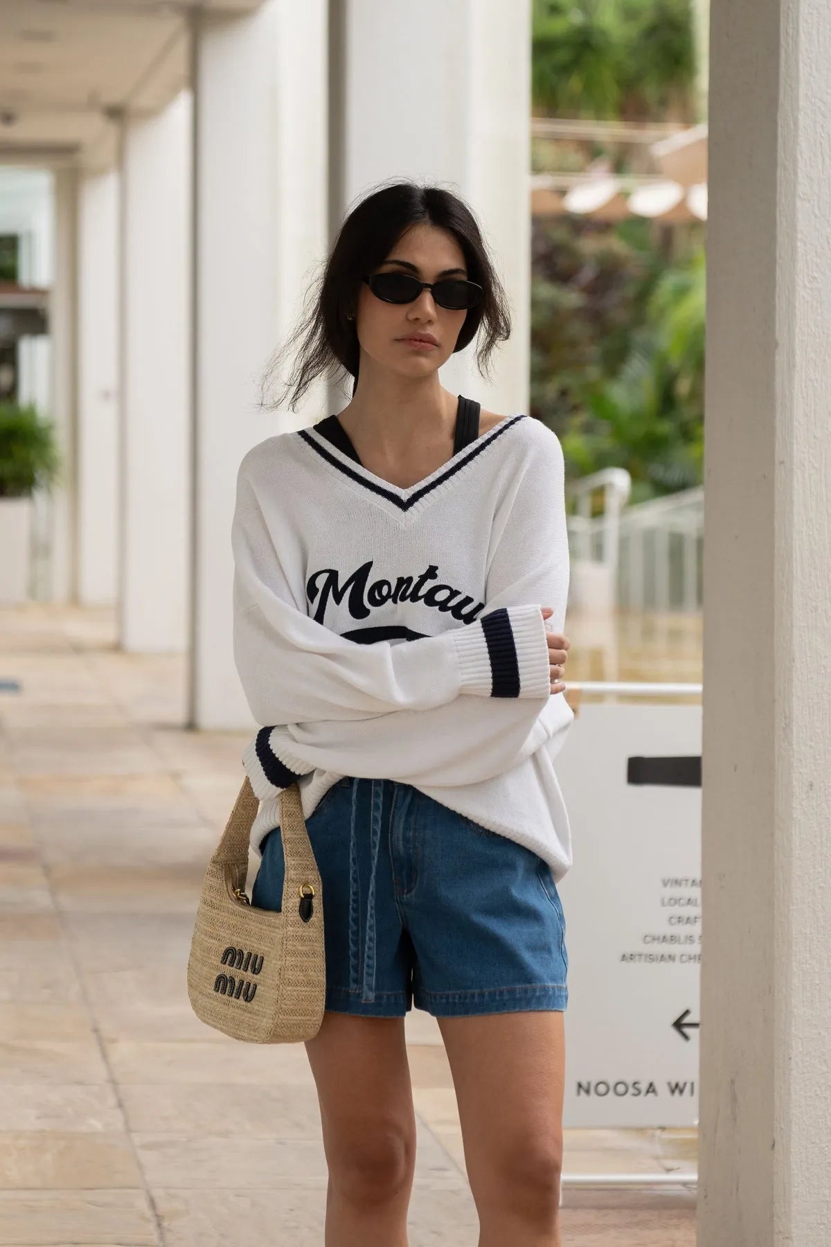 Araminta James | Montauk V-Neck Knit Sweater White