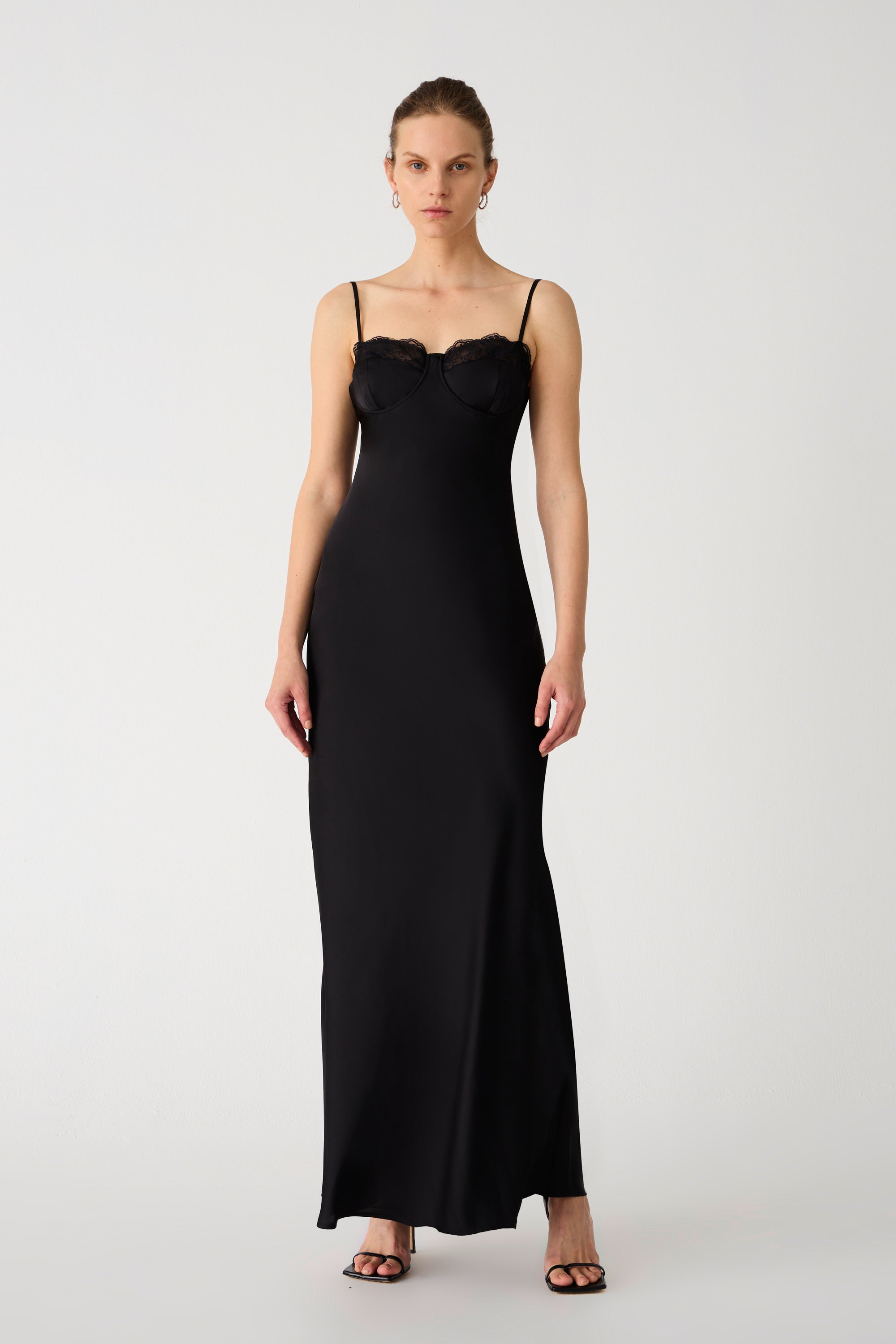 Misha | Anita Satin Maxi Dress - Black