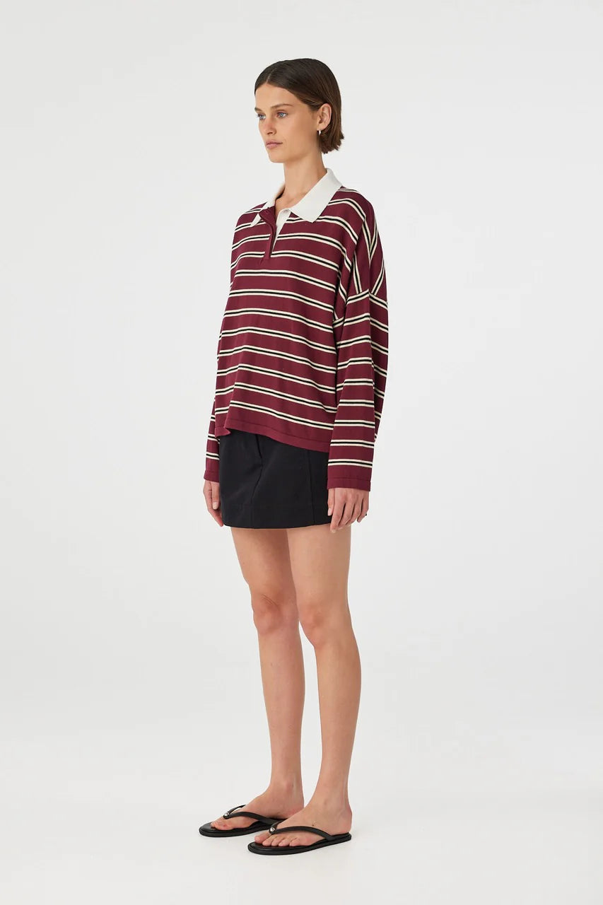 Arcaa Movement | Rayne Knit Jersey - Merlot Stripe