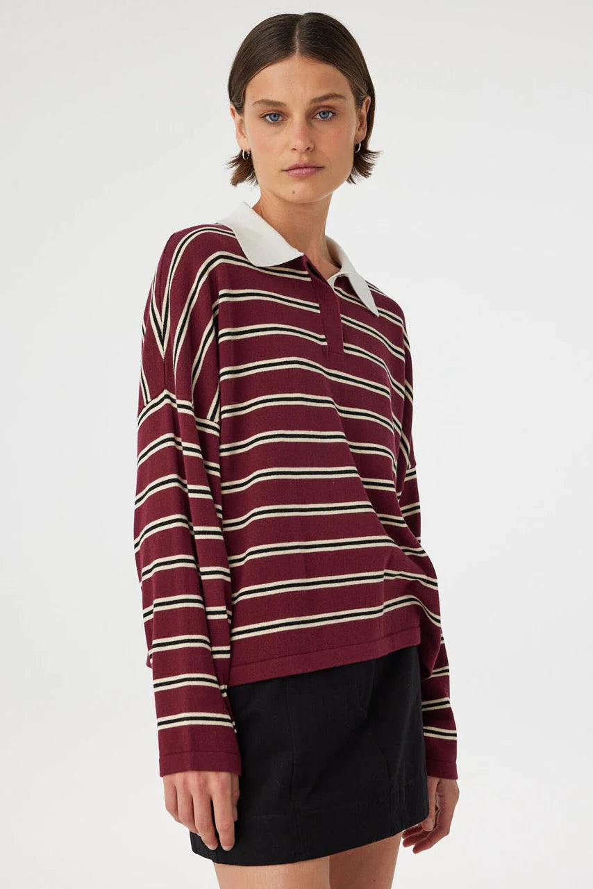 Arcaa Movement | Rayne Knit Jersey - Merlot Stripe
