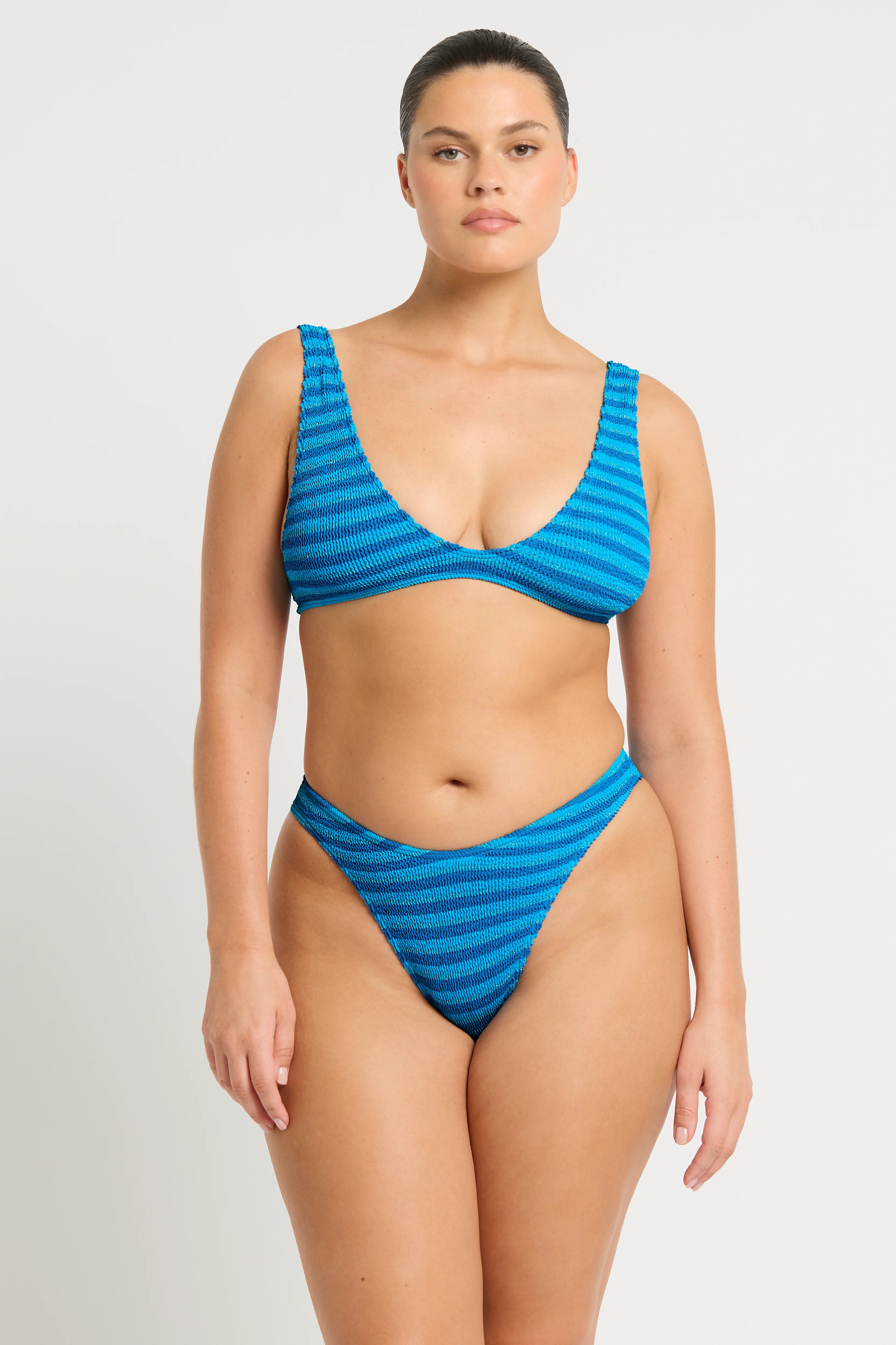 Bond-Eye | Christy Brief - Turquoise Stripe