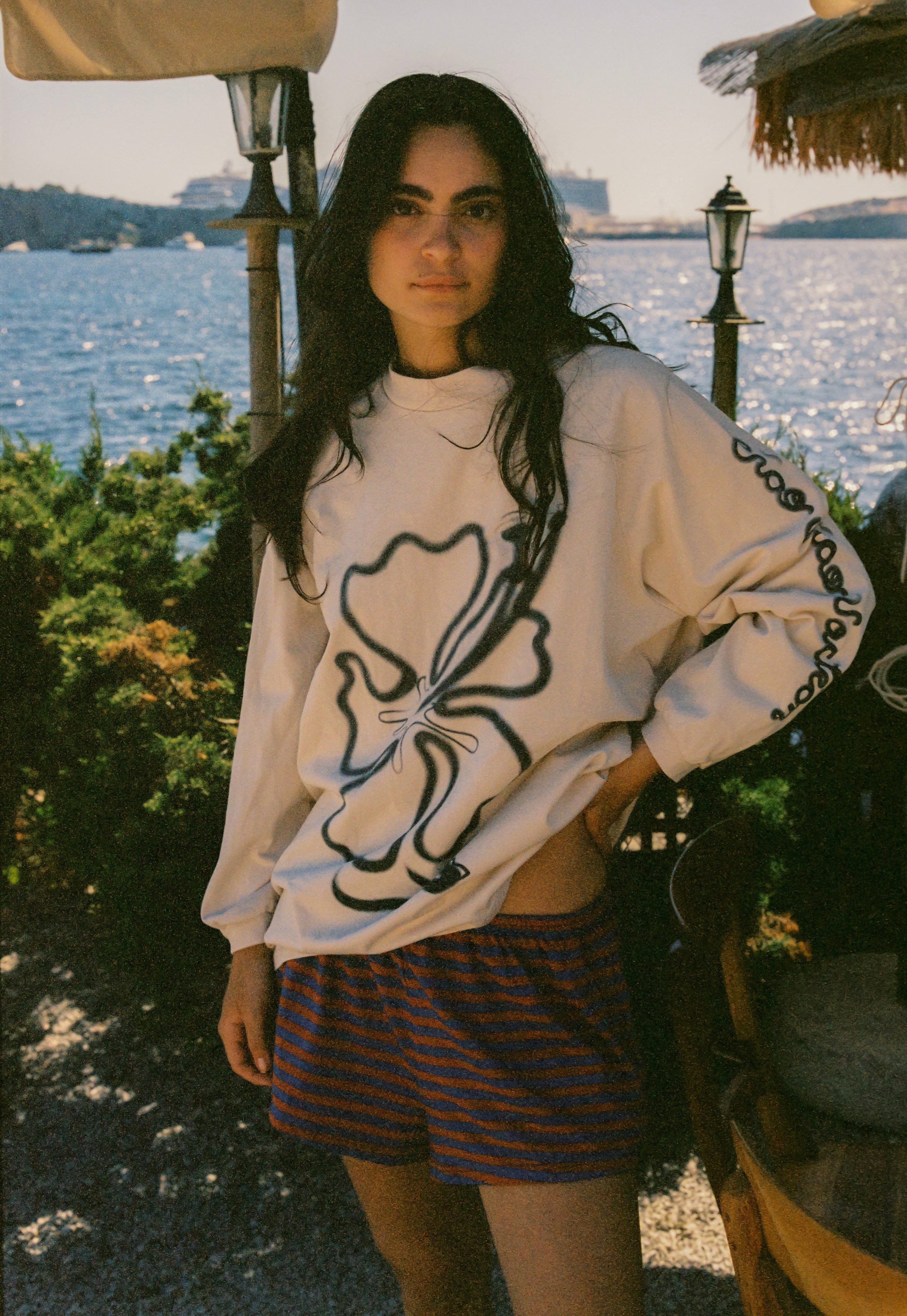 Ciao Ciao Vacation | Cloud Hibiscus Haven LS Tee - Cream